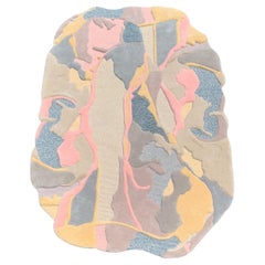 Rag Home ovale texturé à la main, couleurs pastel rose, bleu et ivoire