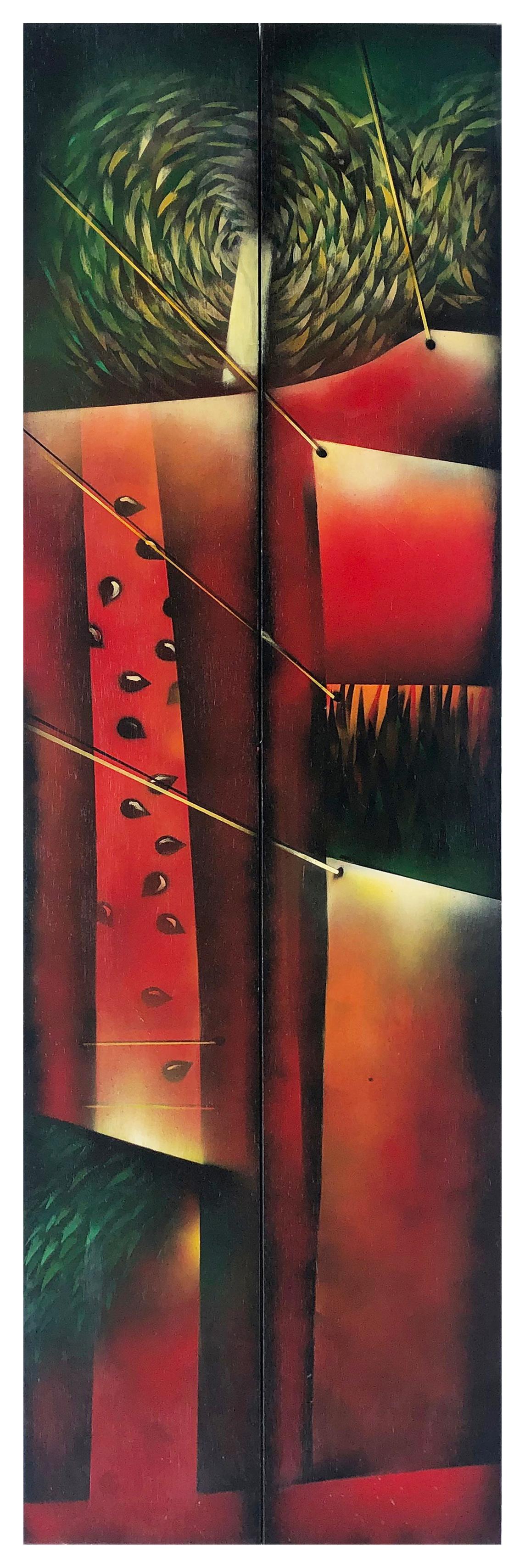 Abstract Painted 2-Panel Screens by Pedro Damian Cuban-American Artist, Pair

Offered for sale is a vintage pair of diptych abstract painted screens by Pedro Damian, a Cuban-American Artist. The screen paintings are signed and dated 1999 as shown.