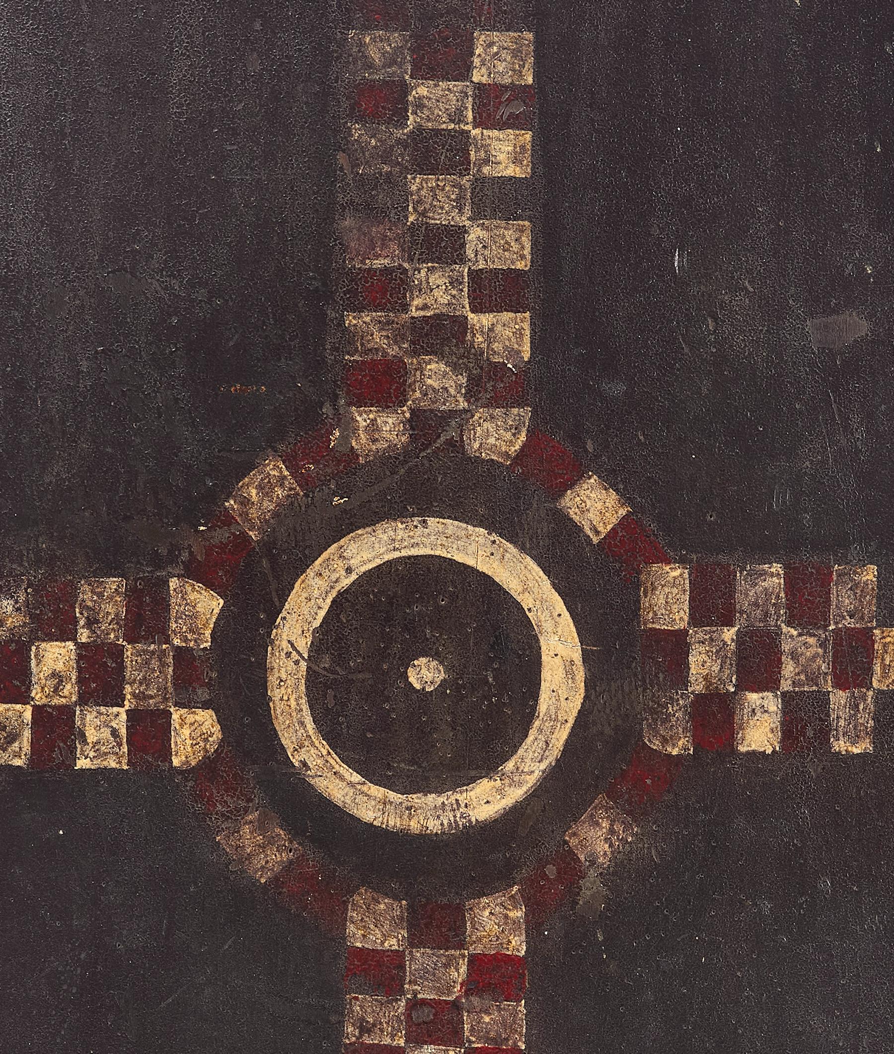 Folk Art Abstract Painted Parcheesi Game Board For Sale