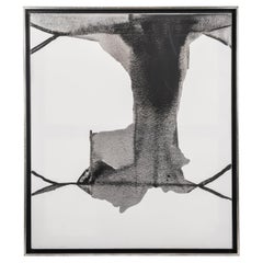 Peinture abstraite à l'acrylique sur toile noir-gris-blanc de Guillermo Aritza 1991
