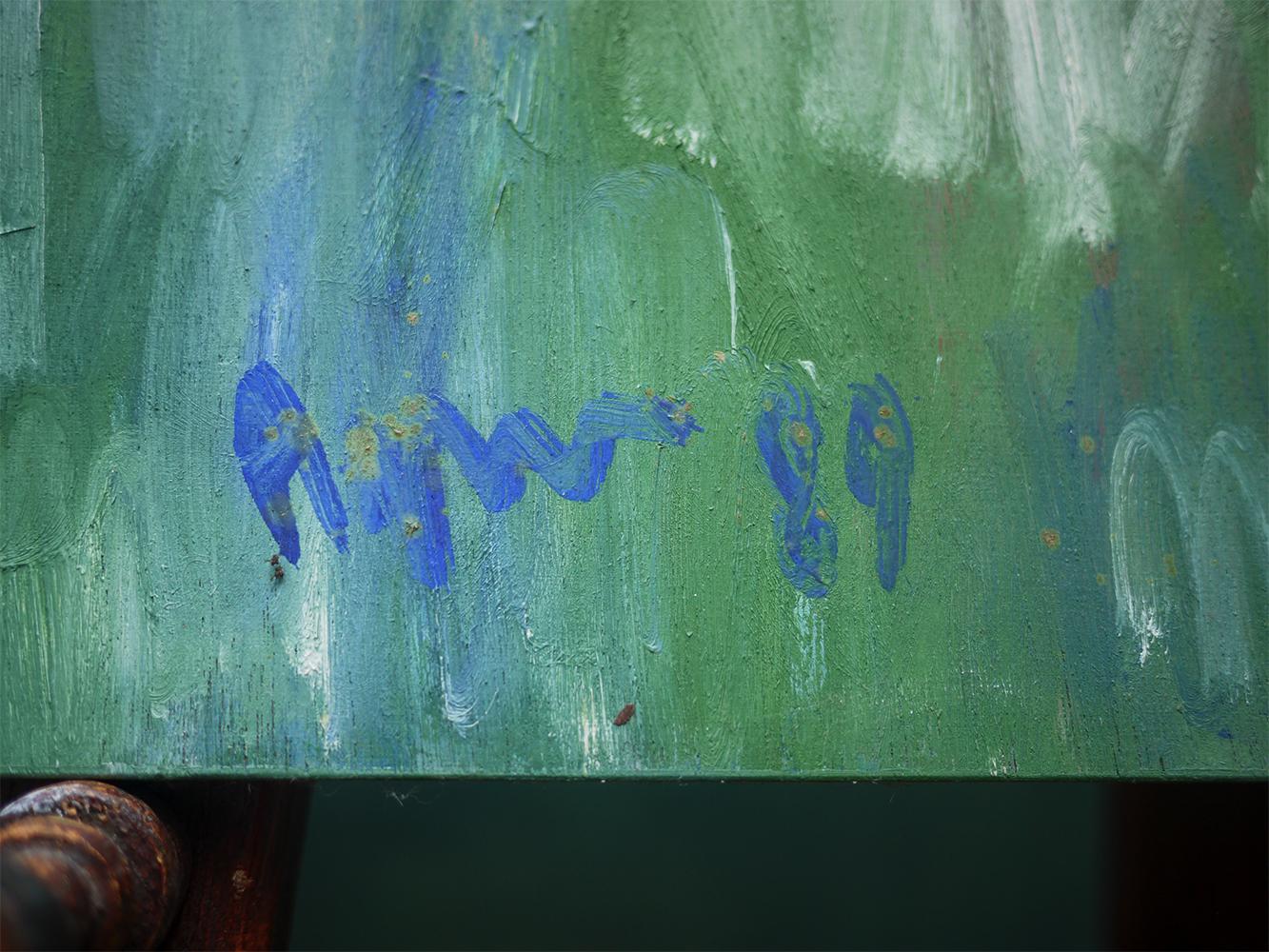 Agner, Hans Peter, Cascade de couleurs, 1989

Mesures : cm80 x cm66

Huile sur panneau

Composition abstraite dans laquelle des coups de pinceau blancs, verts, bleus et rouges se poursuivent les uns les autres. L'effet est celui d'une scène
