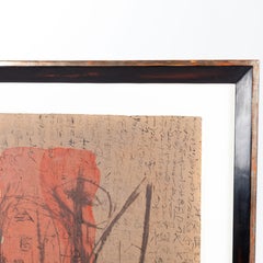 Abstract Painting Beige-brown-orange by the Leipzig Painter W. Biedermann 1987