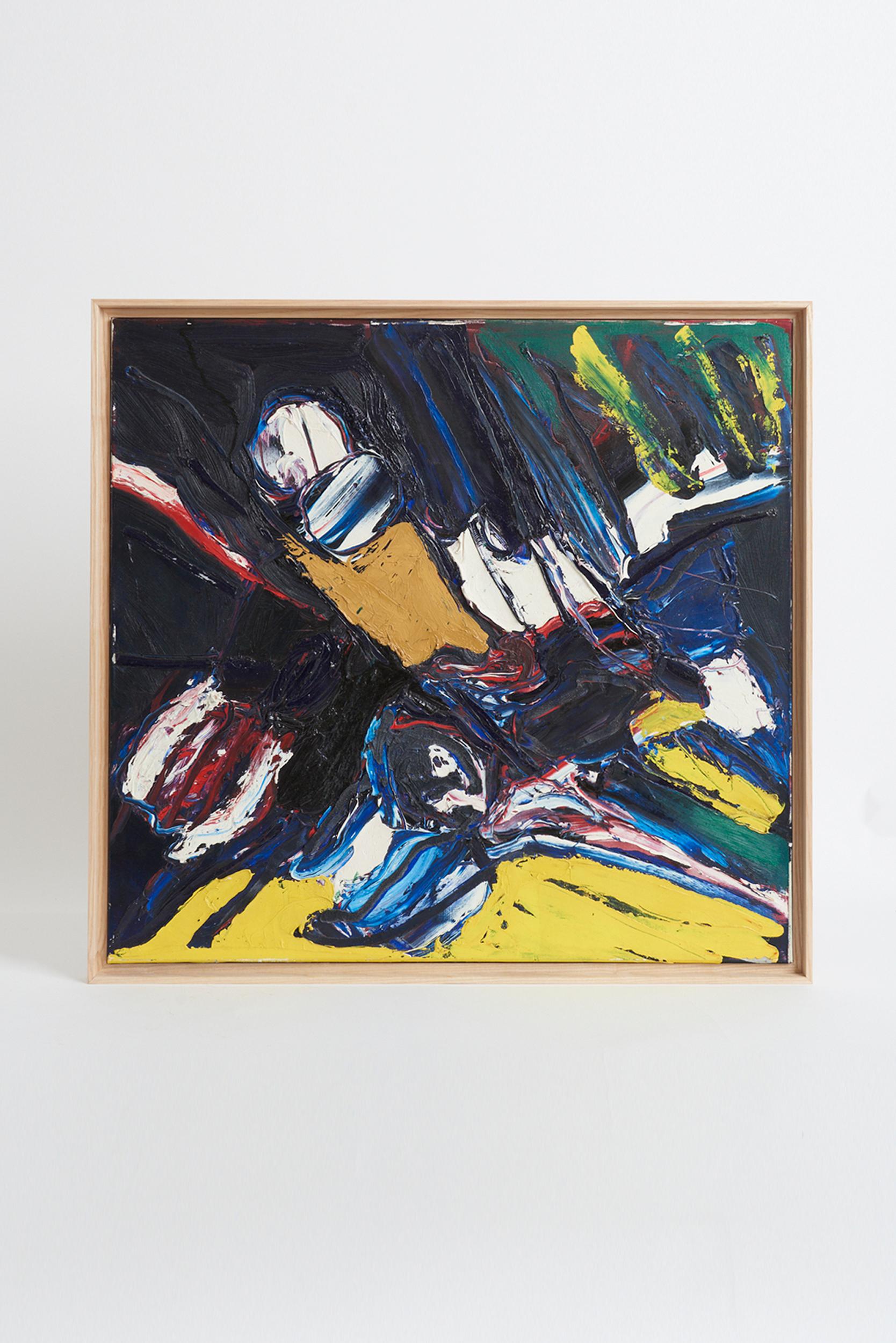 Abstract painting by Bengt Åberg (1941-2015)
Oil on canvas
74 cm high by 77 cm wide by 3.5 cm depth