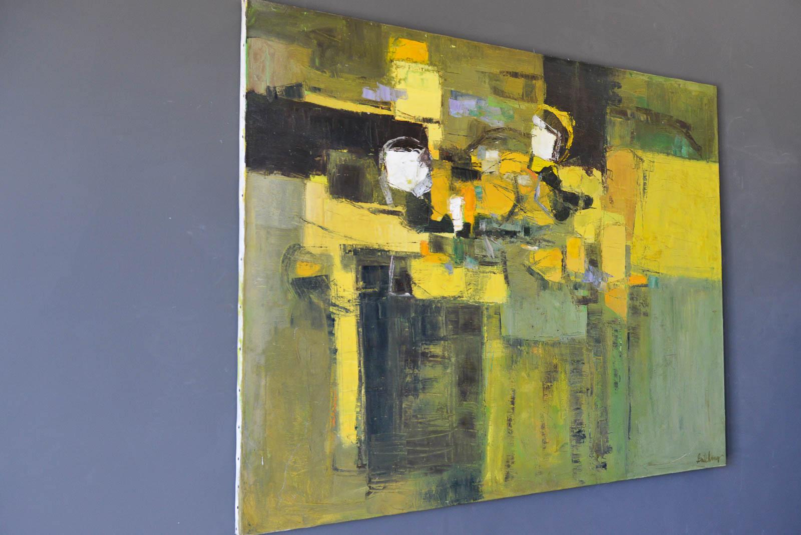 Américain Peinture abstraite de l'artiste californienne Gail Wong:: vers 1970
