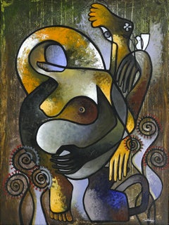 Abstract Painting by Cuban Artist Hiremio Santaolaya "Autocontemplacion", 2019