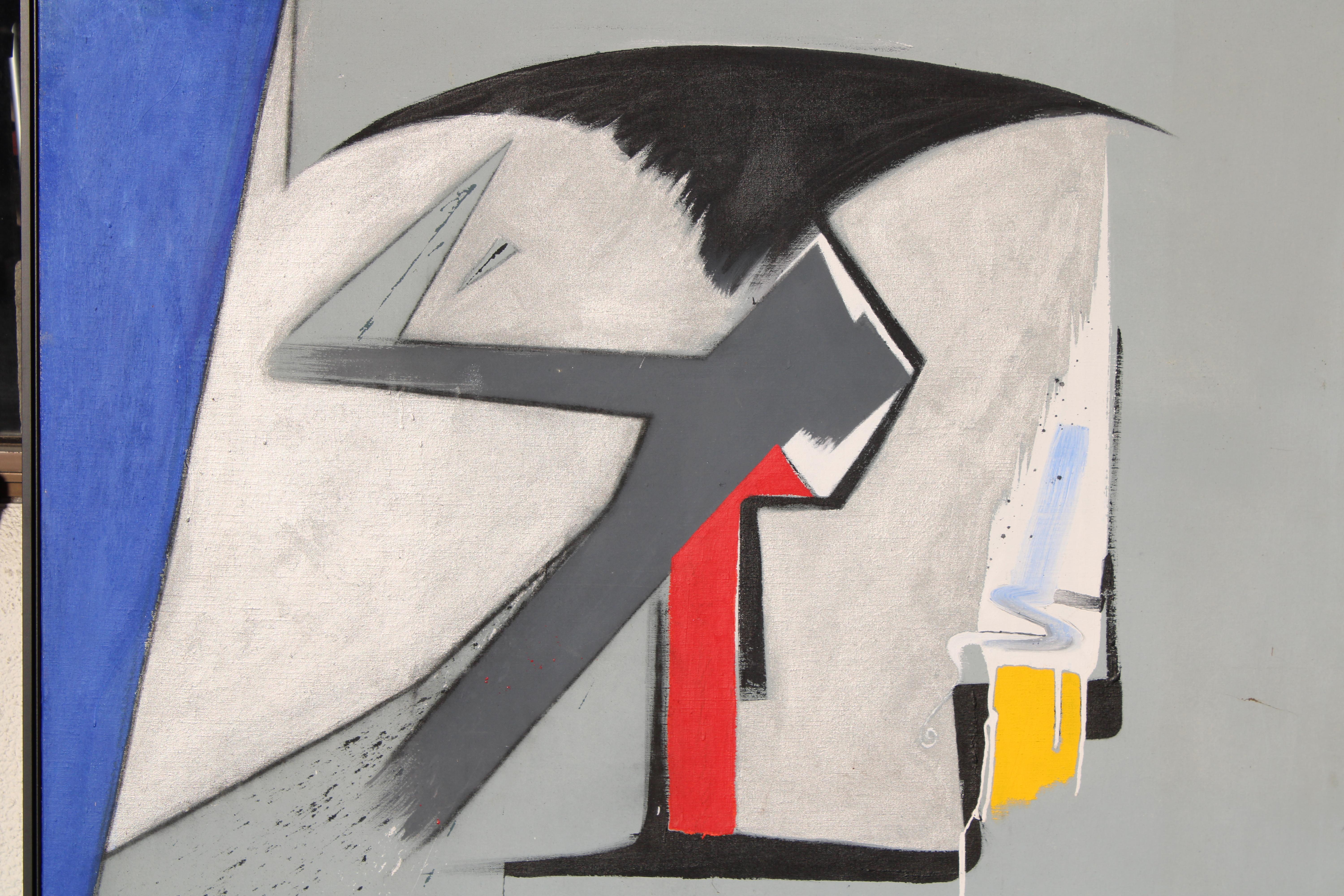 Abstraktes Acryl und Kohle auf Leinwand von Dave Seabury mit dem Titel I Tried To Warn You, You Wouldn't Listen und datiert 10-1-92.  Das Gemälde ist 47