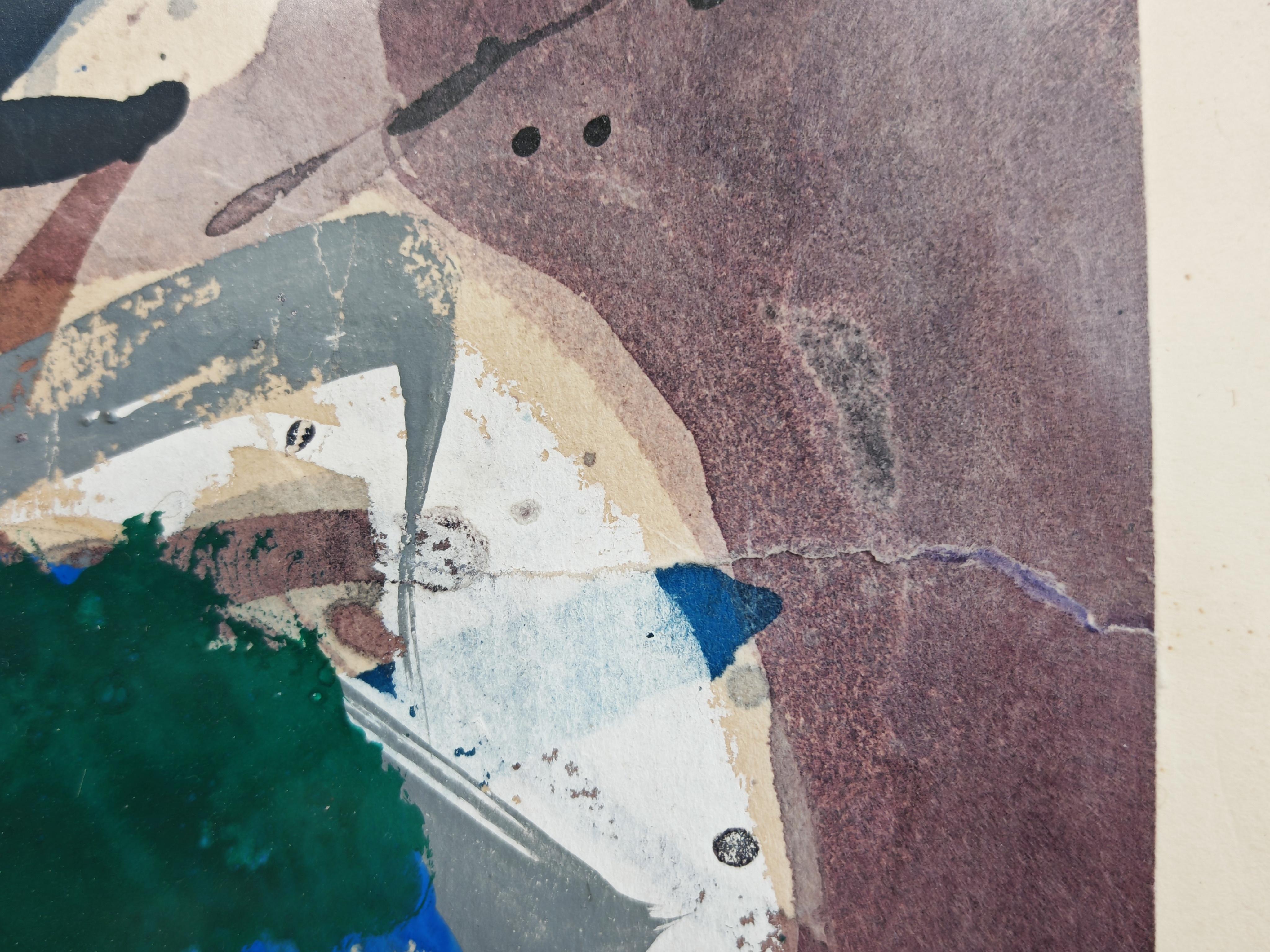 Abstraktes Gemälde von Edo Murtić, Aquarell, Jugoslawien 1978 im Angebot 3