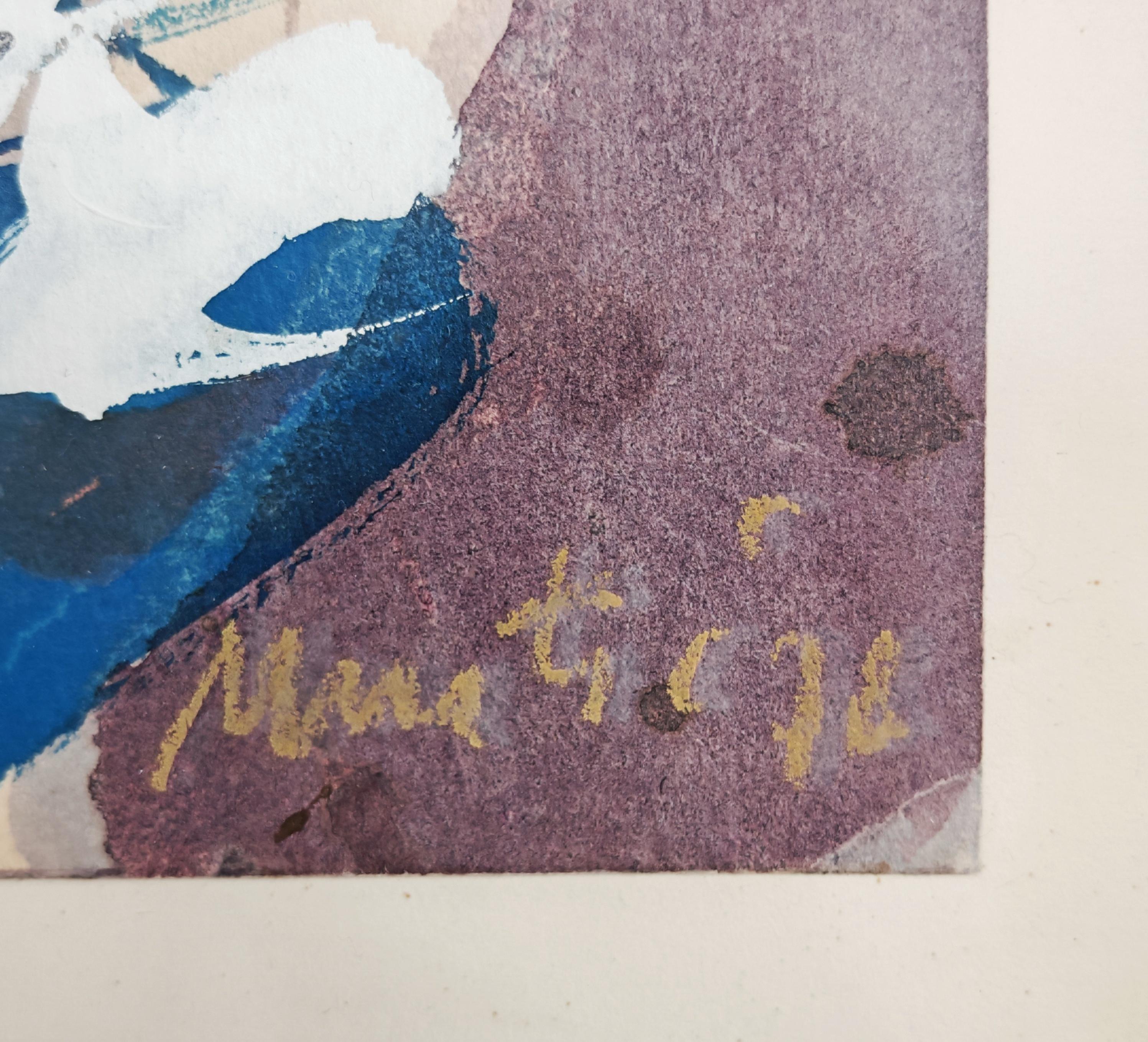 Abstraktes Gemälde von Edo Murtić, Aquarell, Jugoslawien 1978 (Kroatisch) im Angebot