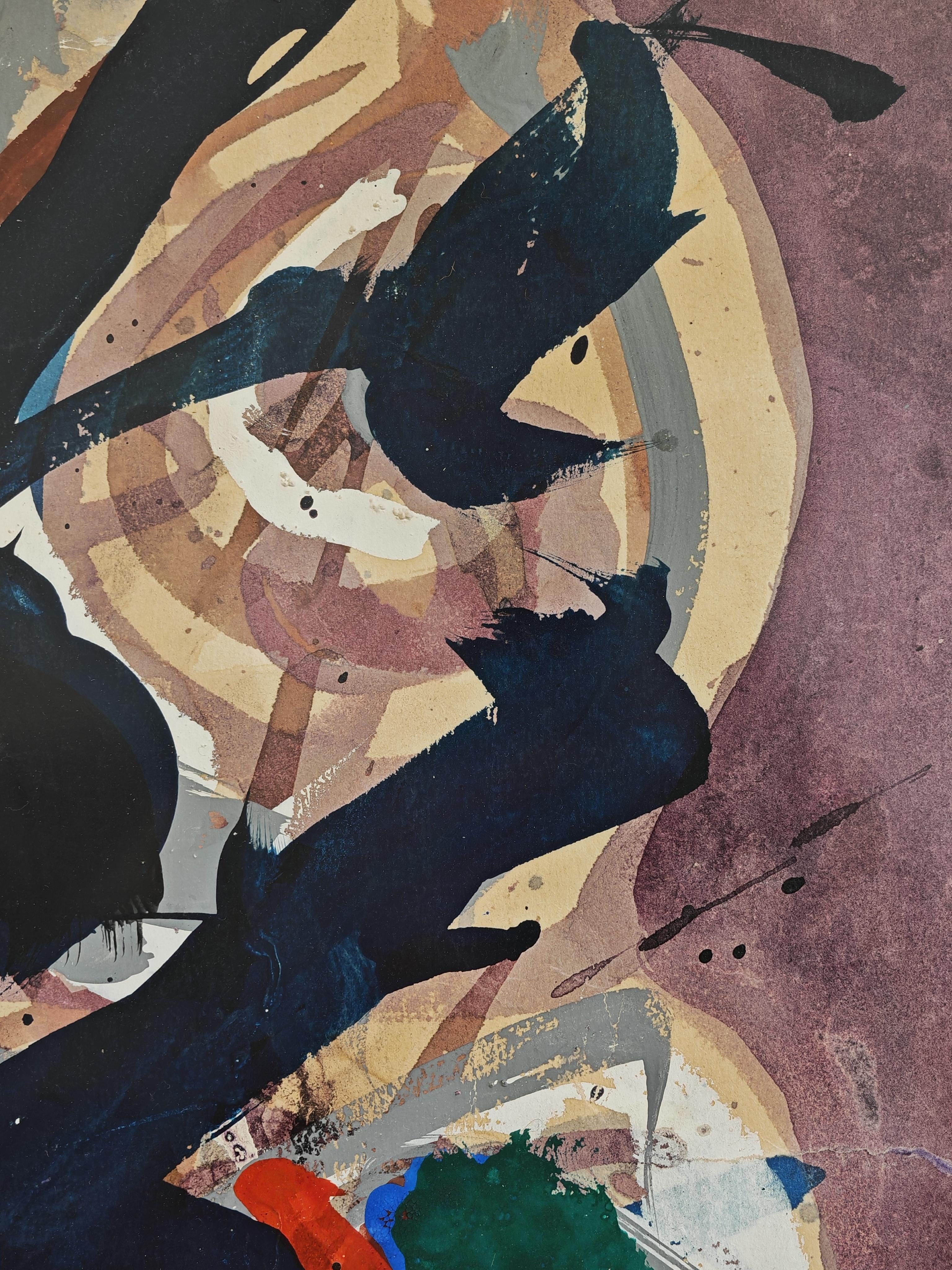 Abstraktes Gemälde von Edo Murtić, Aquarell, Jugoslawien 1978 im Angebot 1