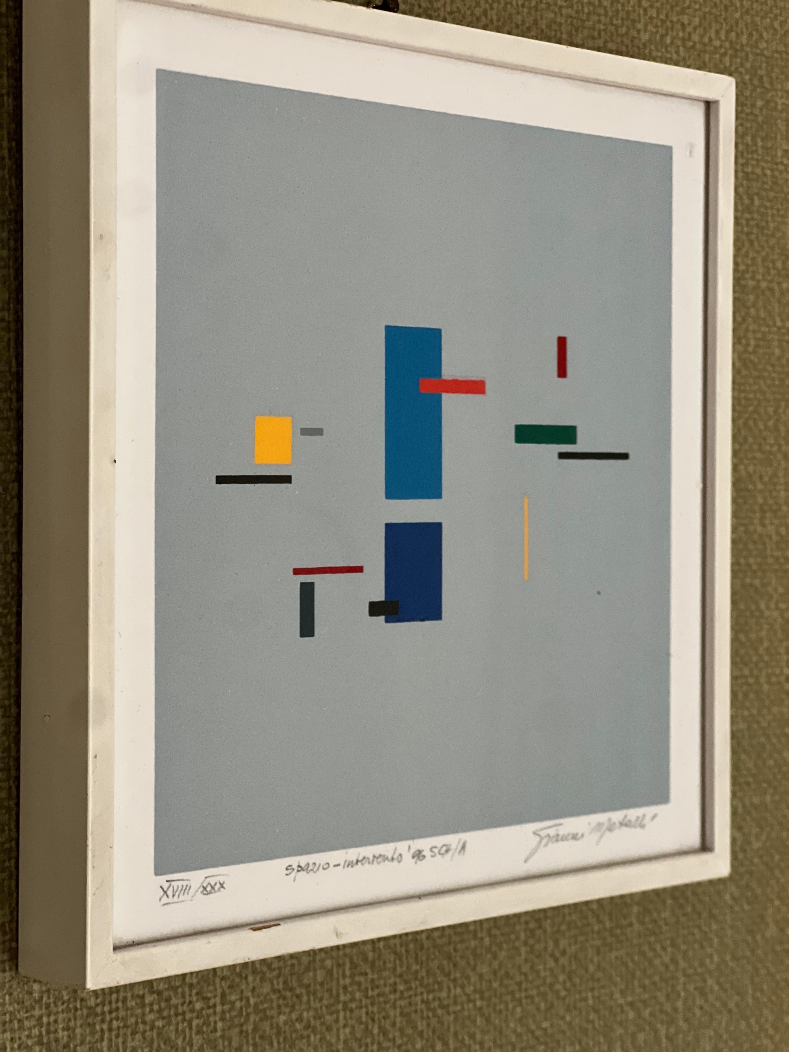 Abstrakte Malerei von Gianni Metalli, rationalistische Kunst Acryl auf Papier (Ende des 20. Jahrhunderts) im Angebot