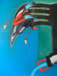 Bright Coloured Abstract Painting by Contemporary Artist Hugo Newton