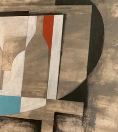 Abstract Acrylic Painting on Paper, Signed, Framed, Contemporary Art