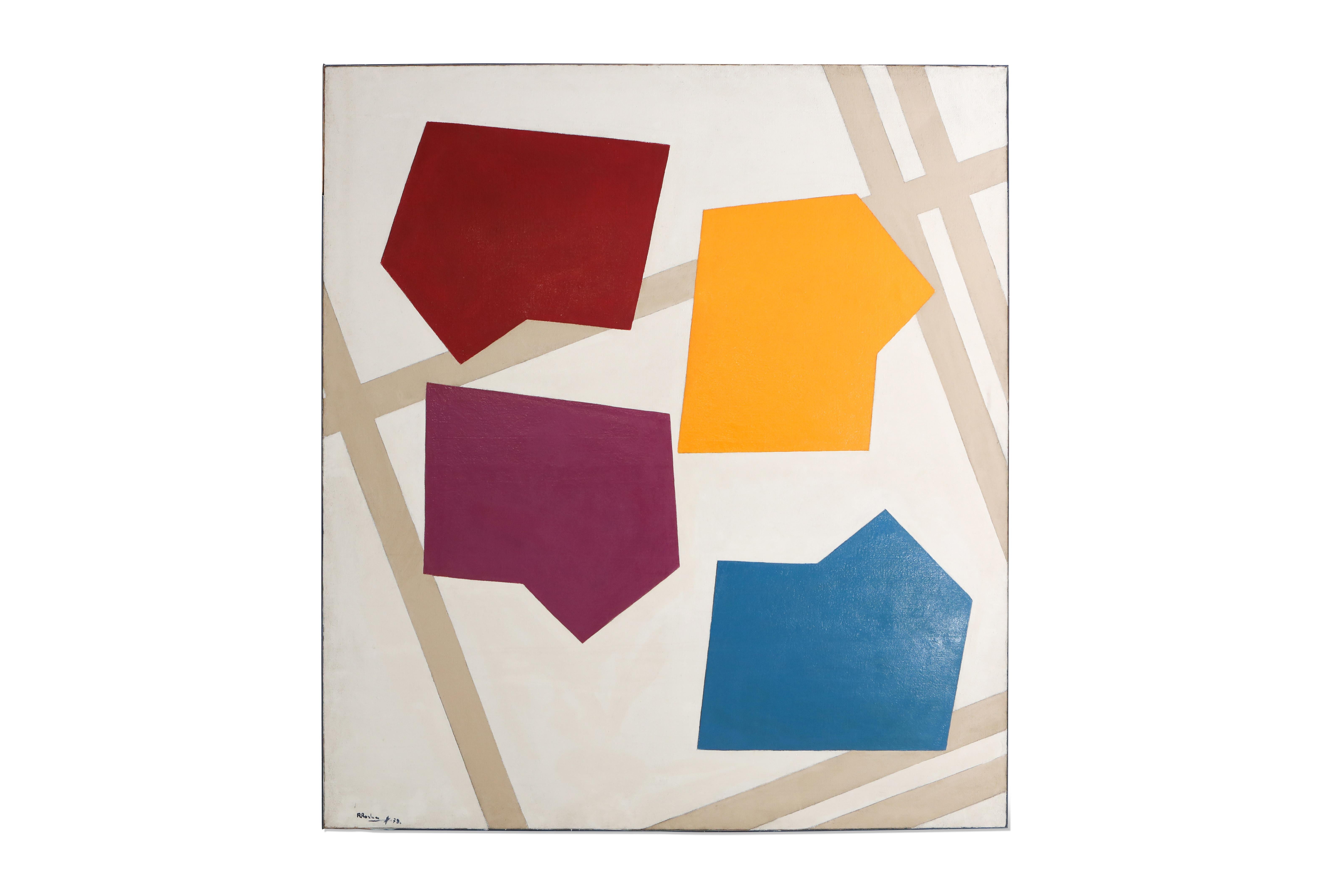 European, Contemporary Abstract Painting by René Roche on Canvas, Late 20th Century; France; 

Painting by René Roche, 1979, contemporary painting, post-war artwork, graphic artwork.

Exhibited in the exhibition 'Espace et abstraction' in Palais
