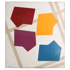 Abstract Painting by René Roche, French Contemporary, Late 20th Century