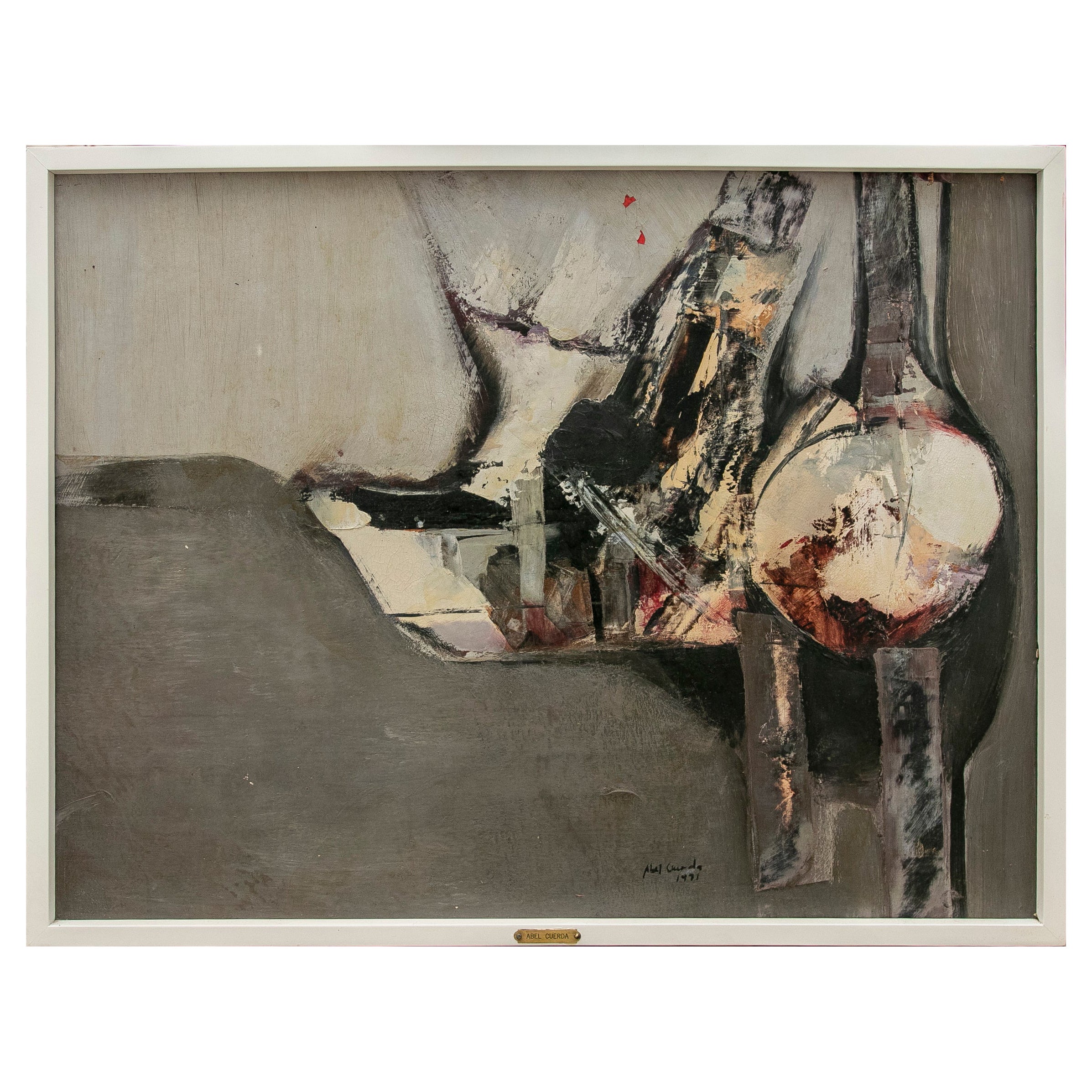 Abstract Painting by the Artist Abel Cuerda, Signed and Dated Year 1991