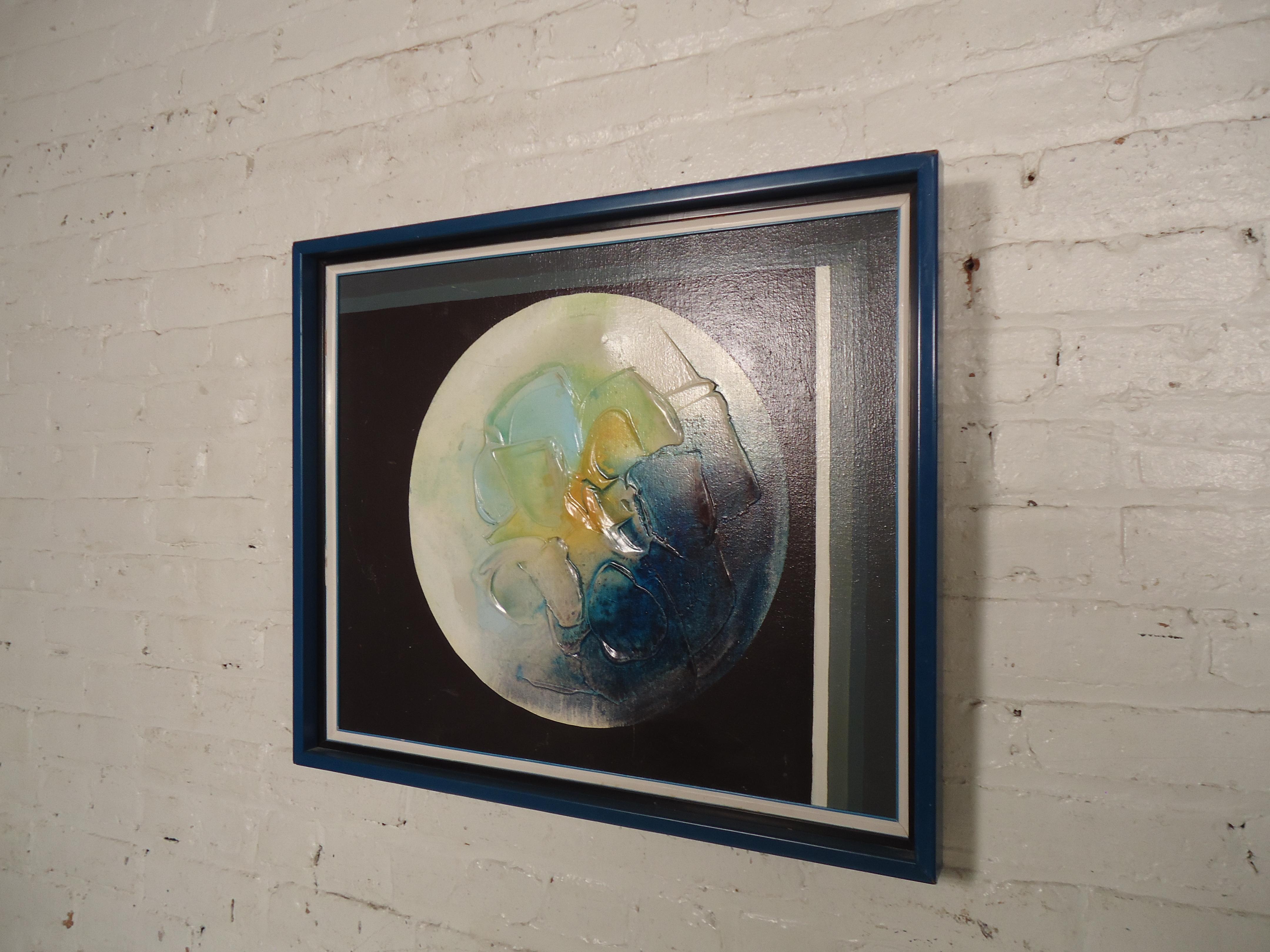 Quadro vintage con texture e bella cornice blu.
(Si prega di confermare la posizione dell'articolo - NY o NJ - con il rivenditore).
 