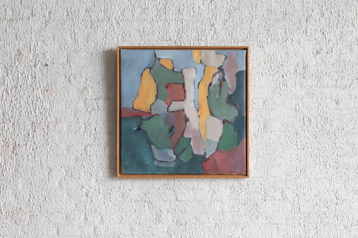 This oil on canvas painting was made by Gerben Van der Meer and signed on the back by the artist with his name and‘ Herfst ‘05’ (Fall, 2005). The self-taught artist Van der Meer starting painting after a career in education. He was mainly inspired