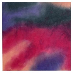 Abstract Painting in Magenta, Slate, Peach, Lilac, 22 x 22 inches, Contemporary