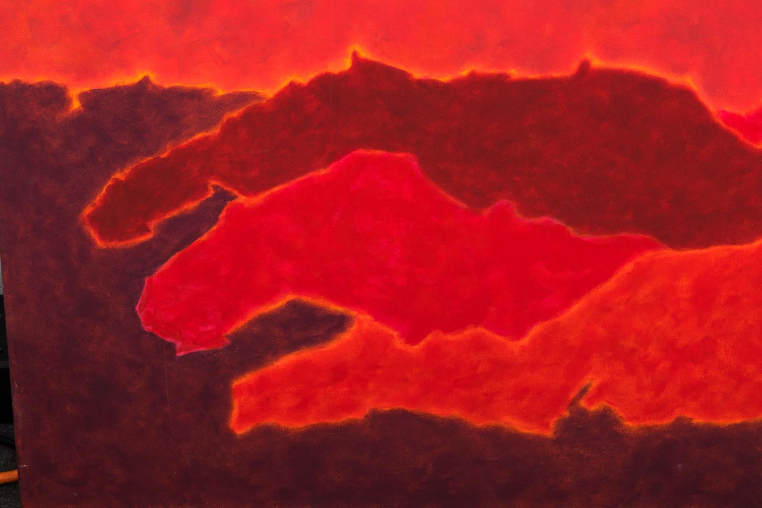 20th Century Abstract Painting in Red by Diran Decmejian