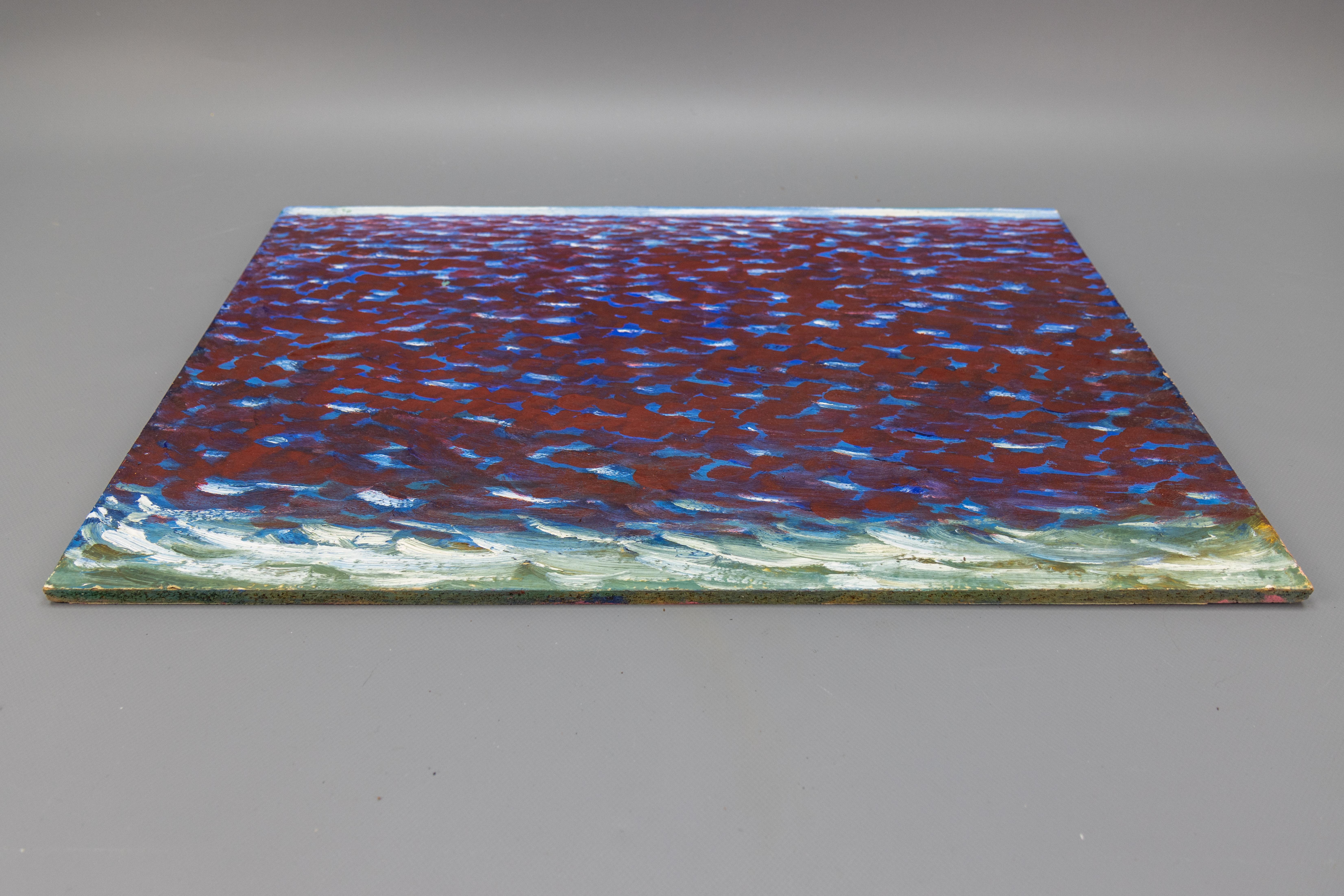 Peinture abstraite en violet, bleu et blanc, fin du XXe siècle en vente 4