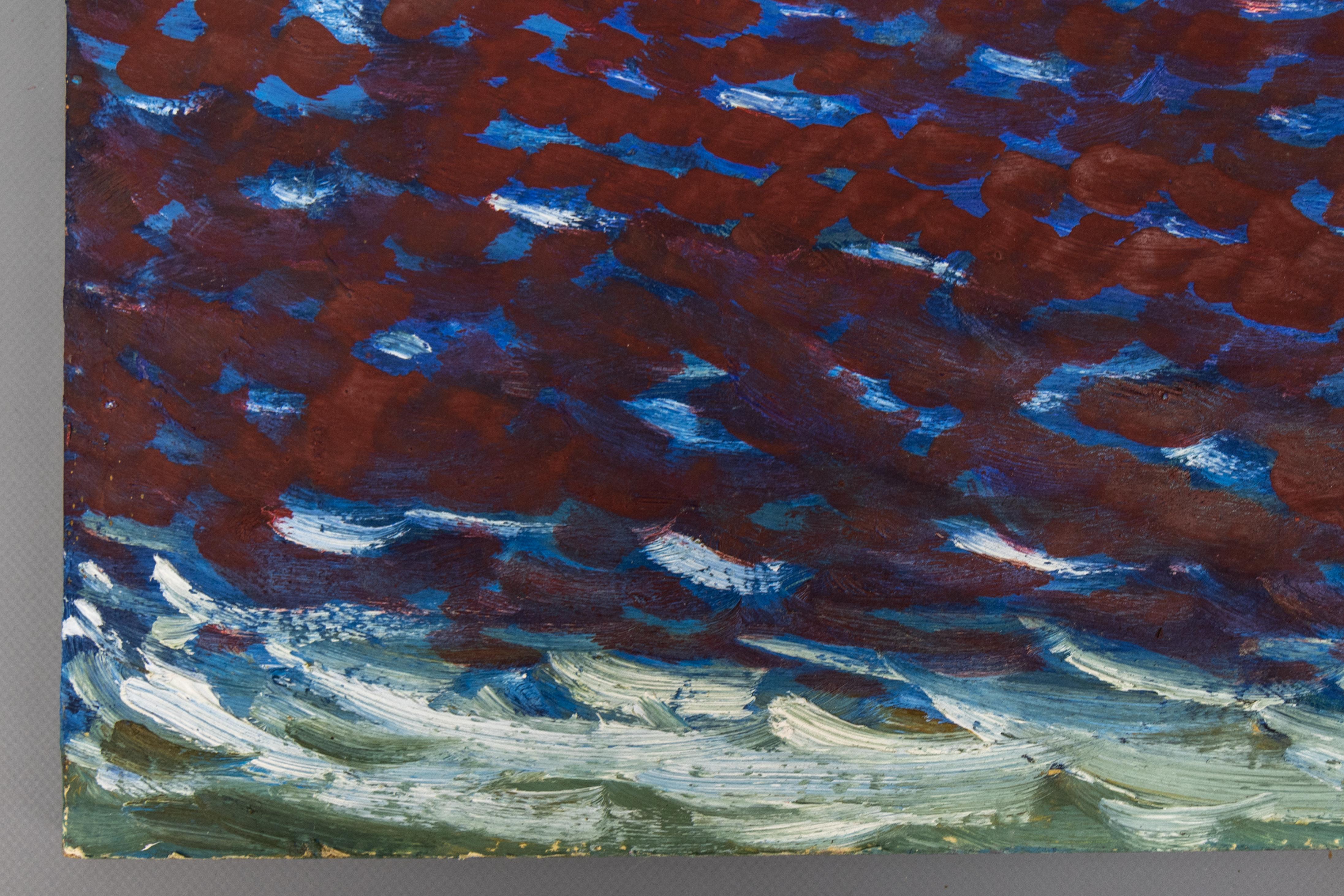 Peinture abstraite en violet, bleu et blanc, fin du XXe siècle en vente 5