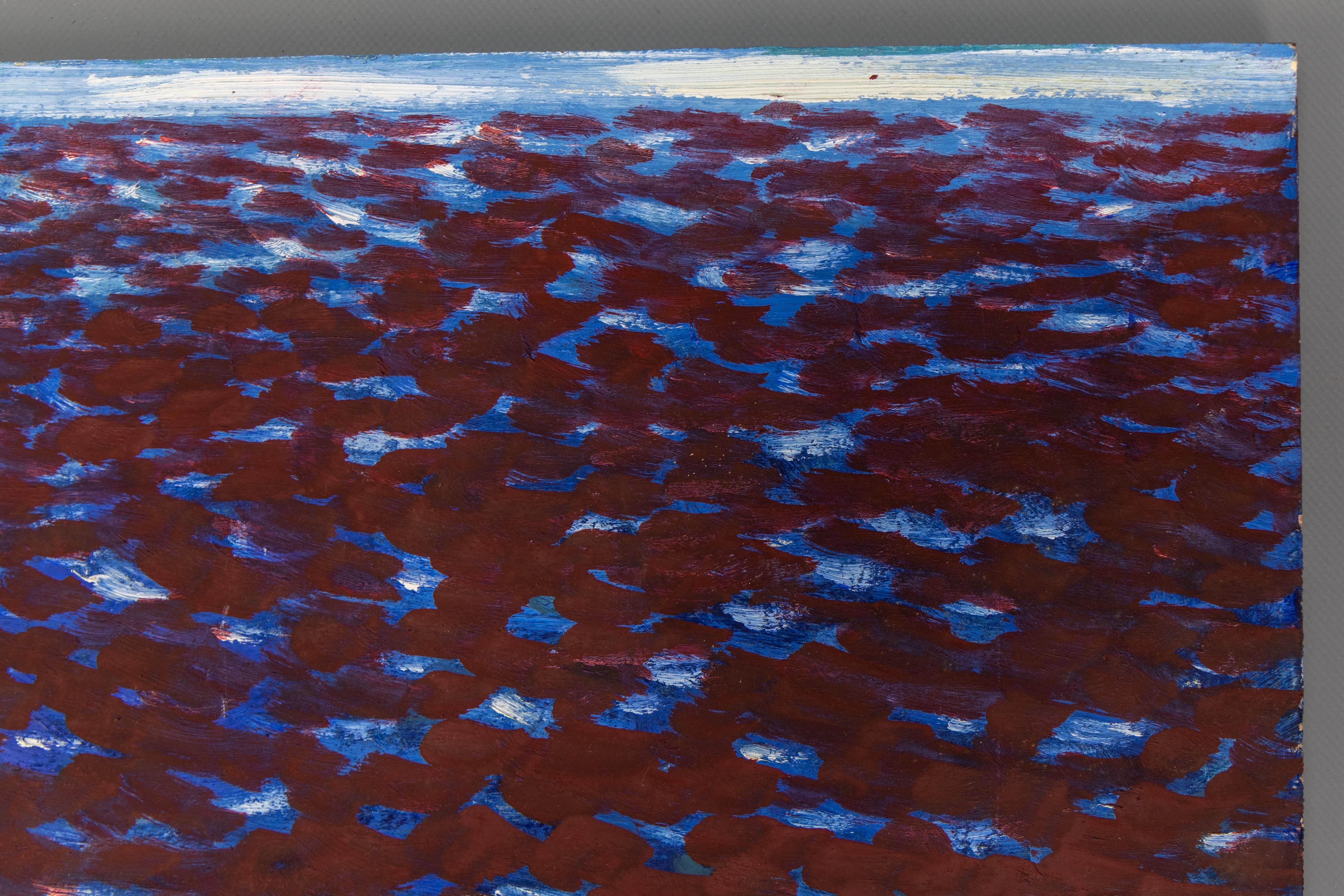 Peinture abstraite en violet, bleu et blanc, fin du XXe siècle en vente 6