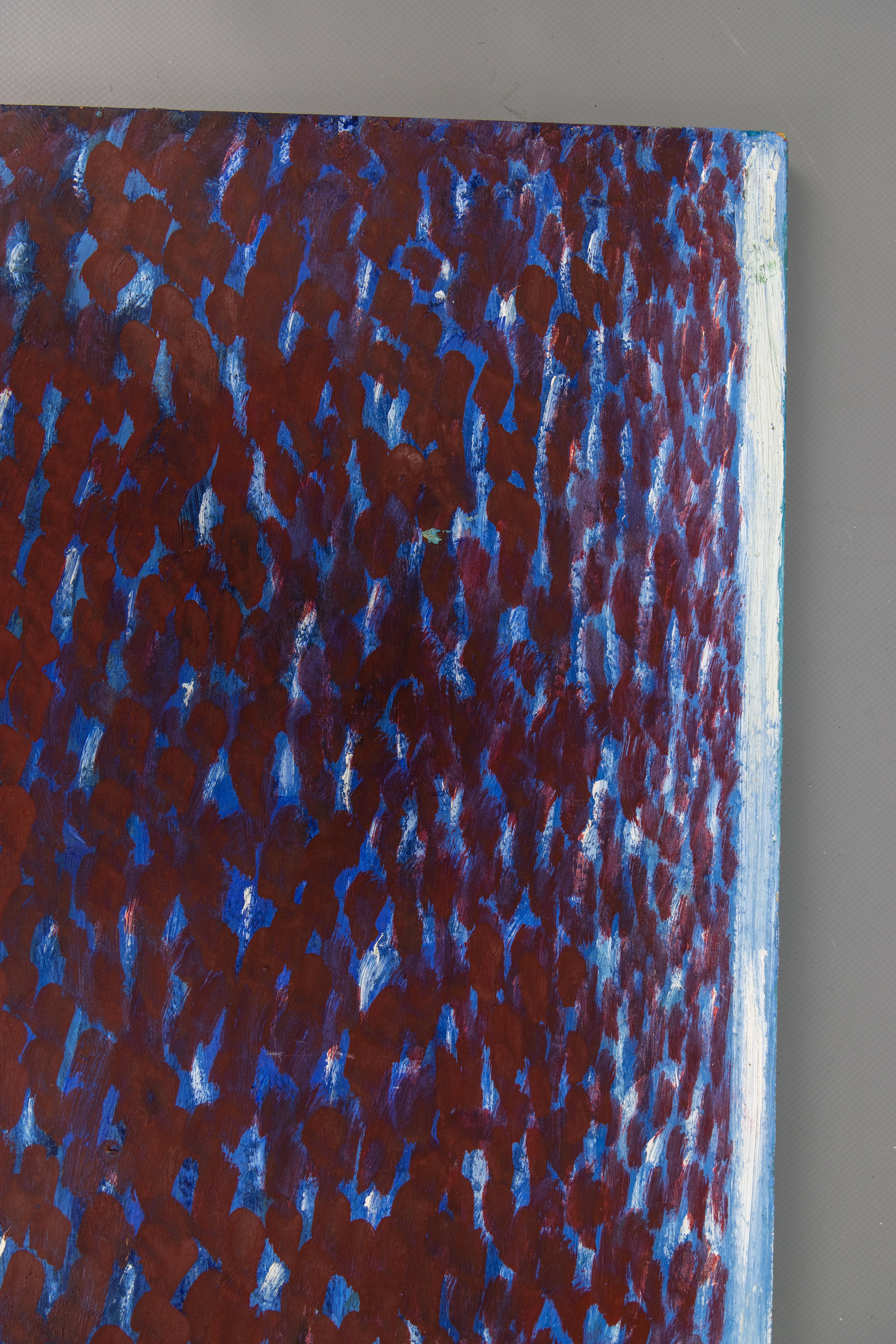 Peinture abstraite en violet, bleu et blanc, fin du XXe siècle en vente 7