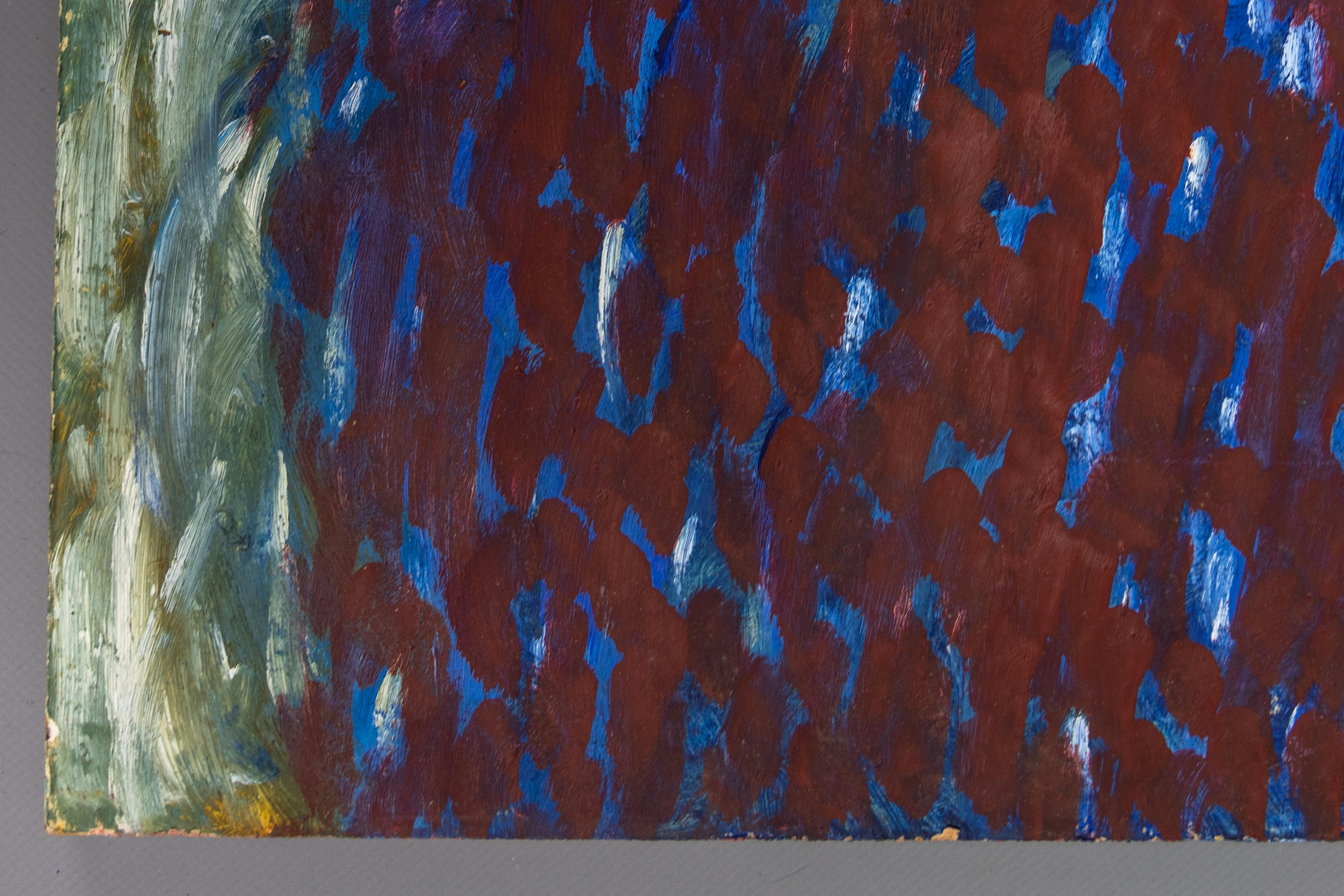 Peinture abstraite en violet, bleu et blanc, fin du XXe siècle en vente 8