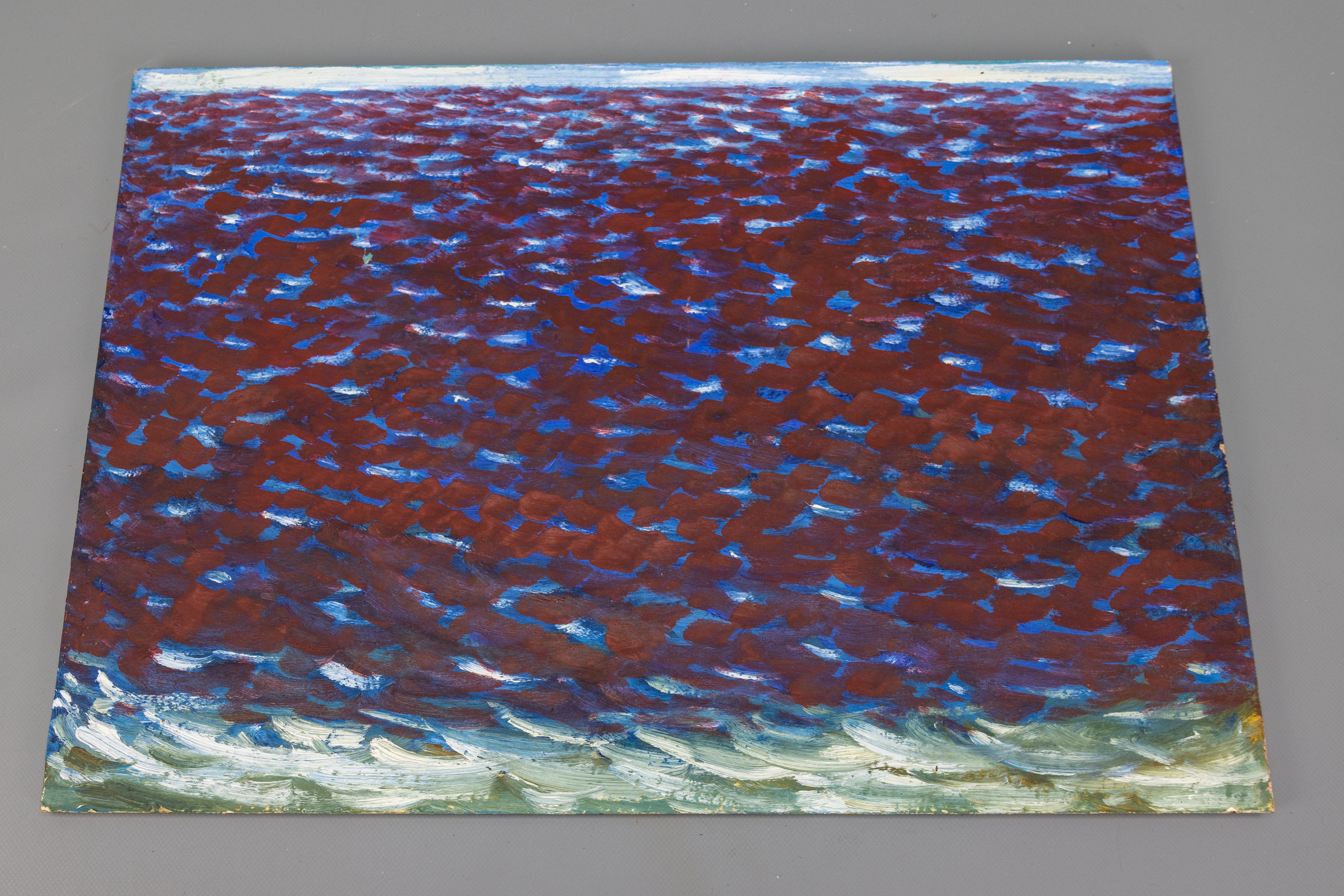 Moderne Peinture abstraite en violet, bleu et blanc, fin du XXe siècle en vente