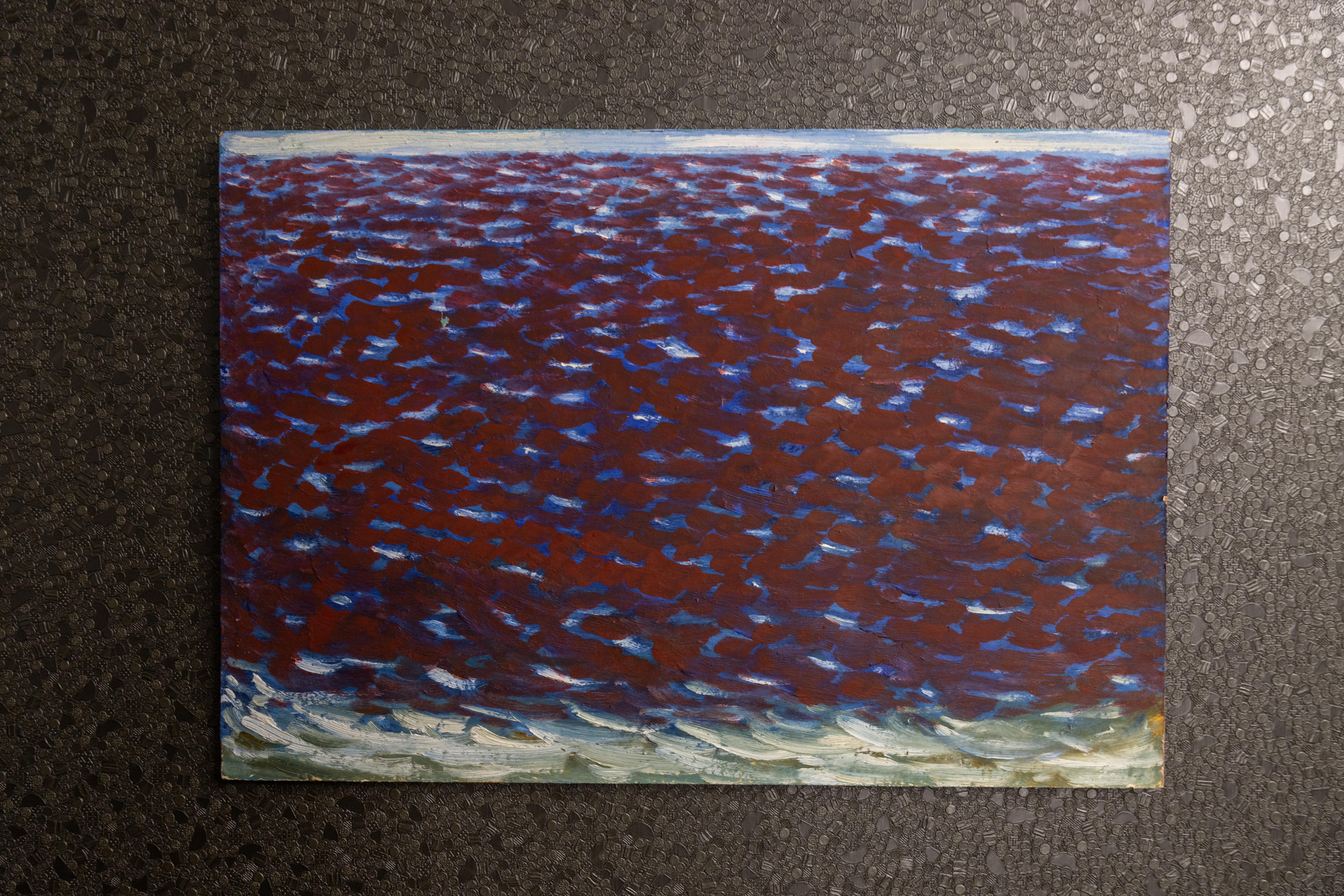 Allemand Peinture abstraite en violet, bleu et blanc, fin du XXe siècle en vente