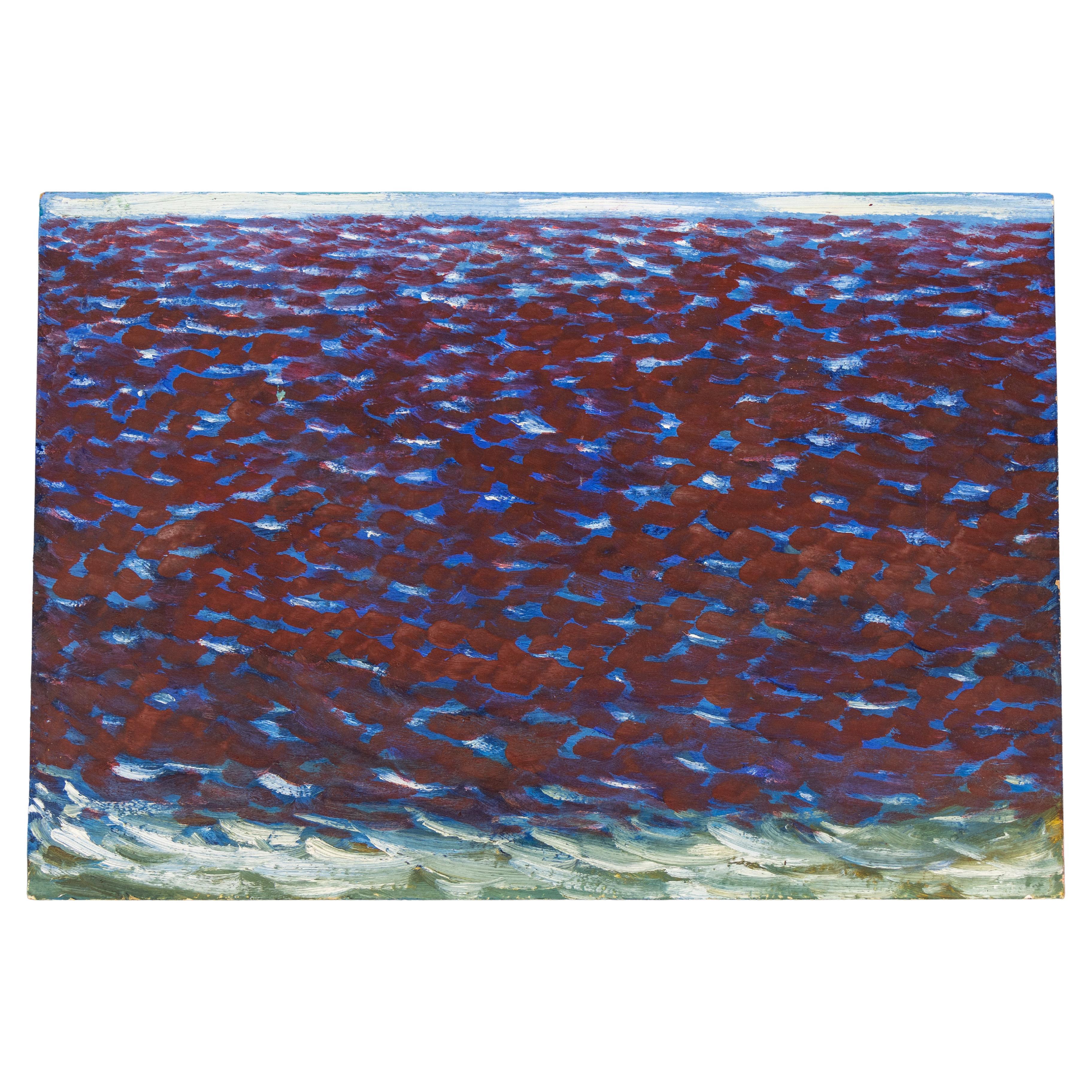 Abstract Painting in Violet, Blue and White, Late 20th Century