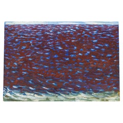 Abstract Painting in Violet, Blue and White, Late 20th Century
