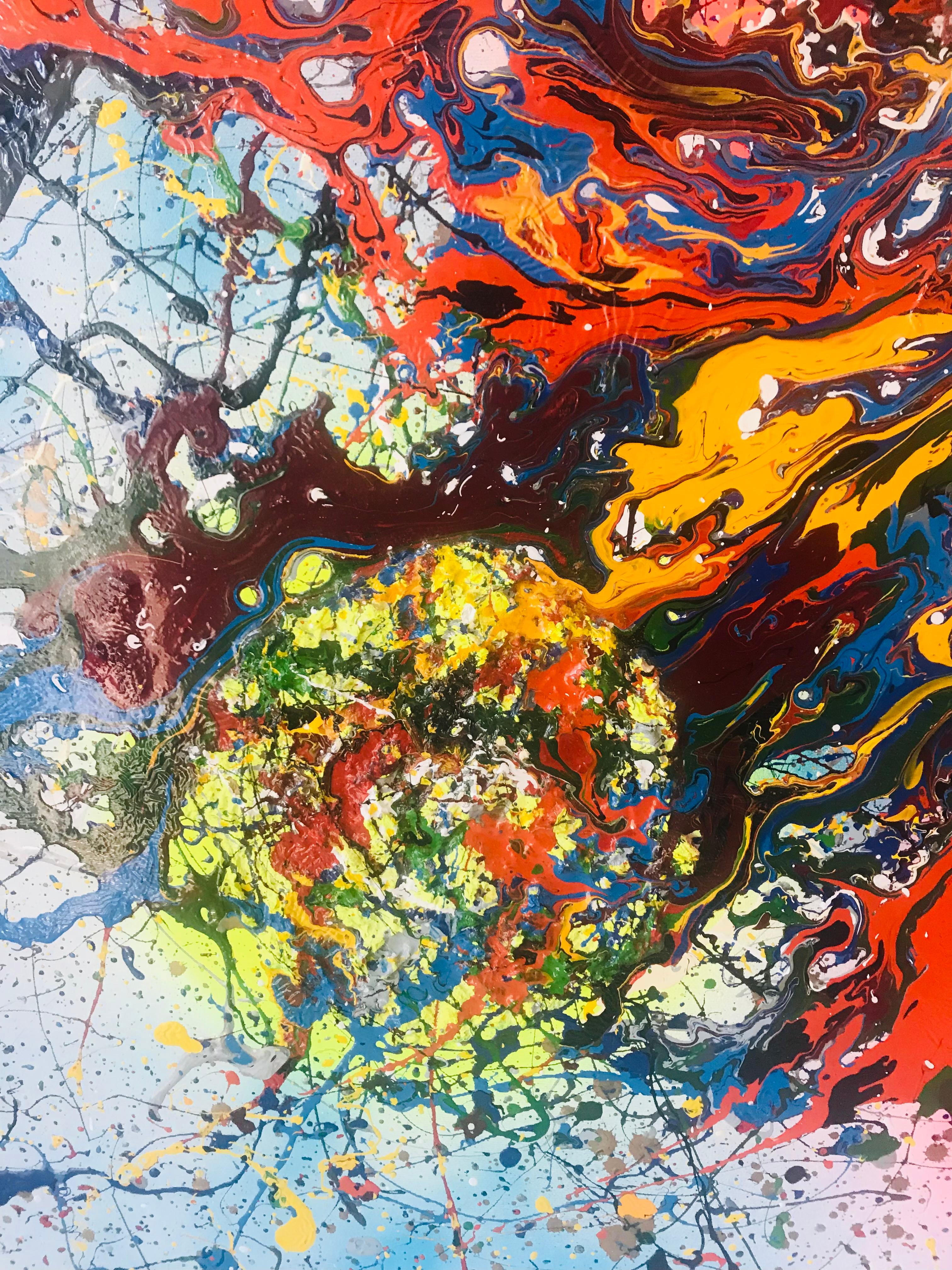 Abstrakte Malerei  Mix Media Signiert 2015 Beneficio im Zustand „Gut“ im Angebot in Boca Raton, FL
