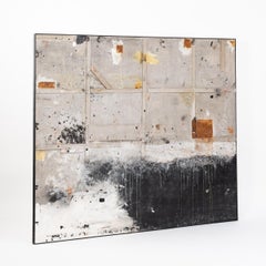 Abstract Painting Mixed Media in Gray-white-rust-black by Hassan Bourkia, 2008