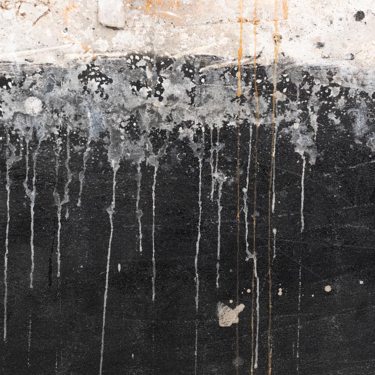 Abstract Painting Mixed Media in Gray-white-rust-black by Hassan Bourkia, 2008 For Sale 1