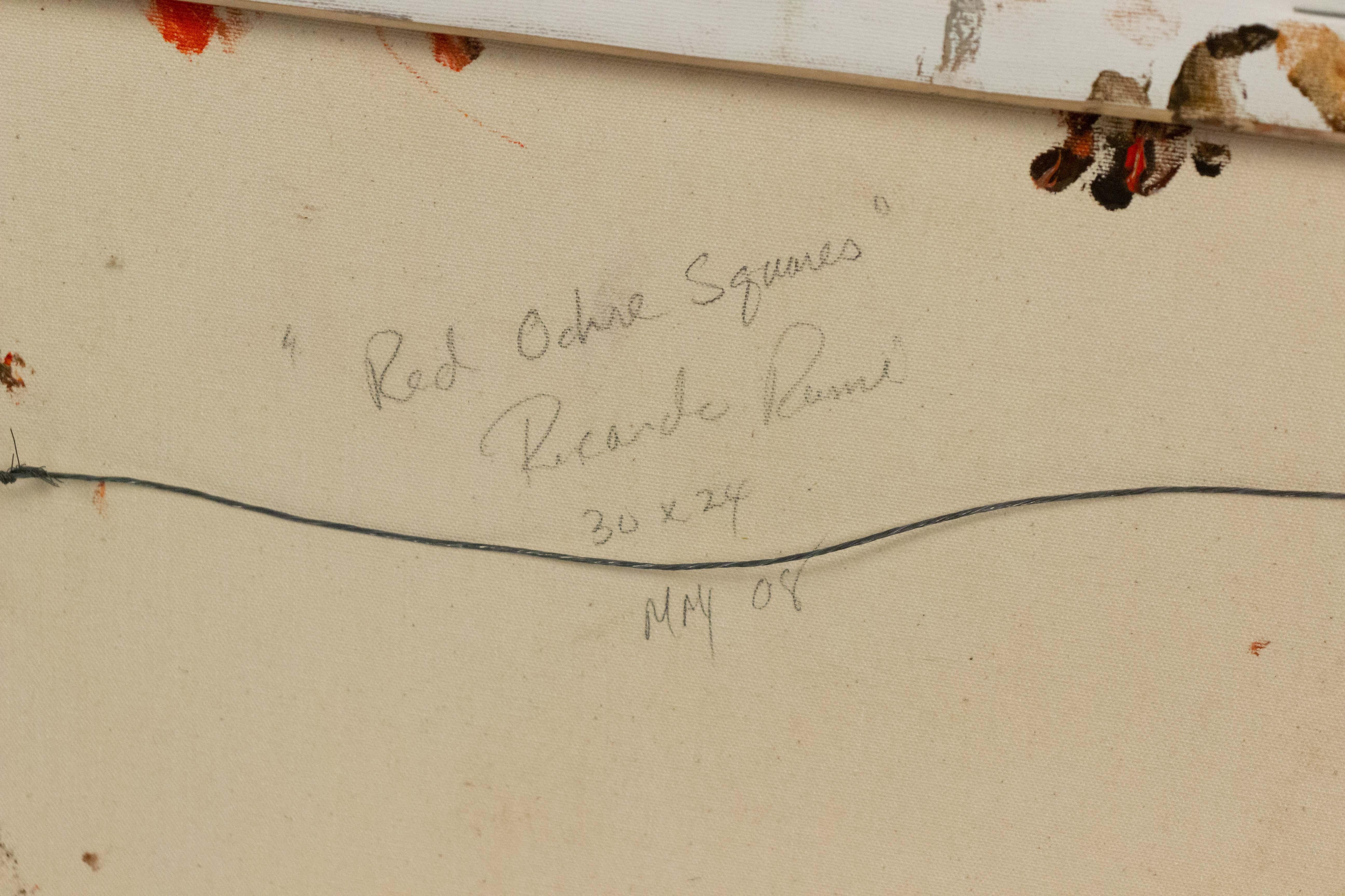 Pittura astratta di quadrati rossi, marroni e bianchi In condizioni buone in vendita a Queens, NY