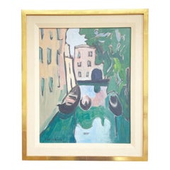 Abstract Italian Venetian Landscape Painting by Foscarina, Expressionist Style