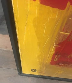 Peinture abstraite à l'huile sur toile intitulée 'Taureau' par Louise Clara