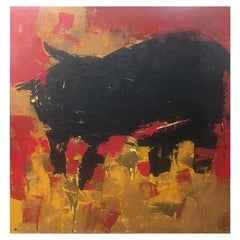 Abstraktes Gemälde Öl auf Leinwand mit dem Titel 'Taureau' von Louise Clara
