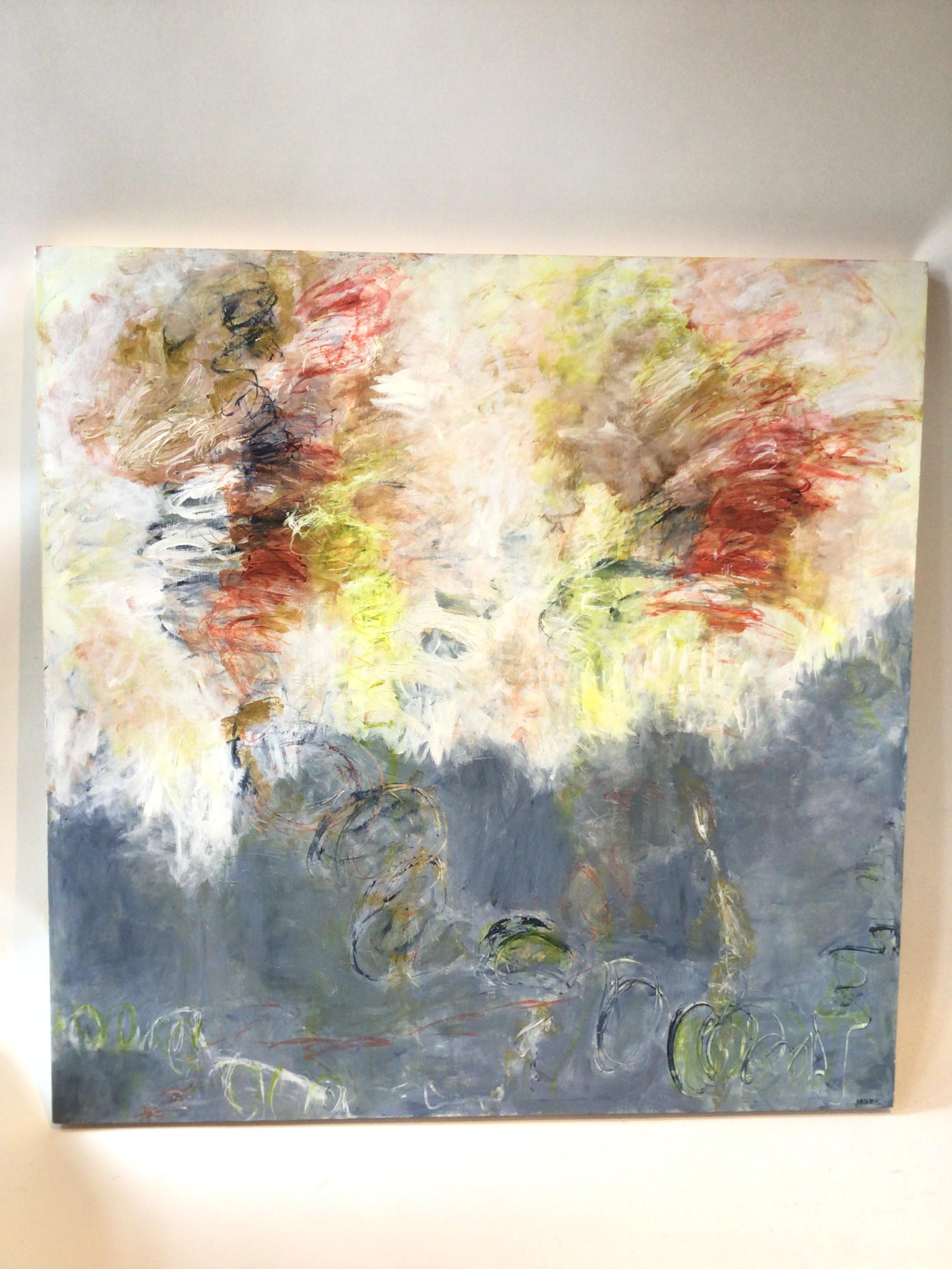 Abstract Painting On Board By Brenda Hope Zappitell Entitled Peaceful Times 2009 In Good Condition For Sale In Tarrytown, NY