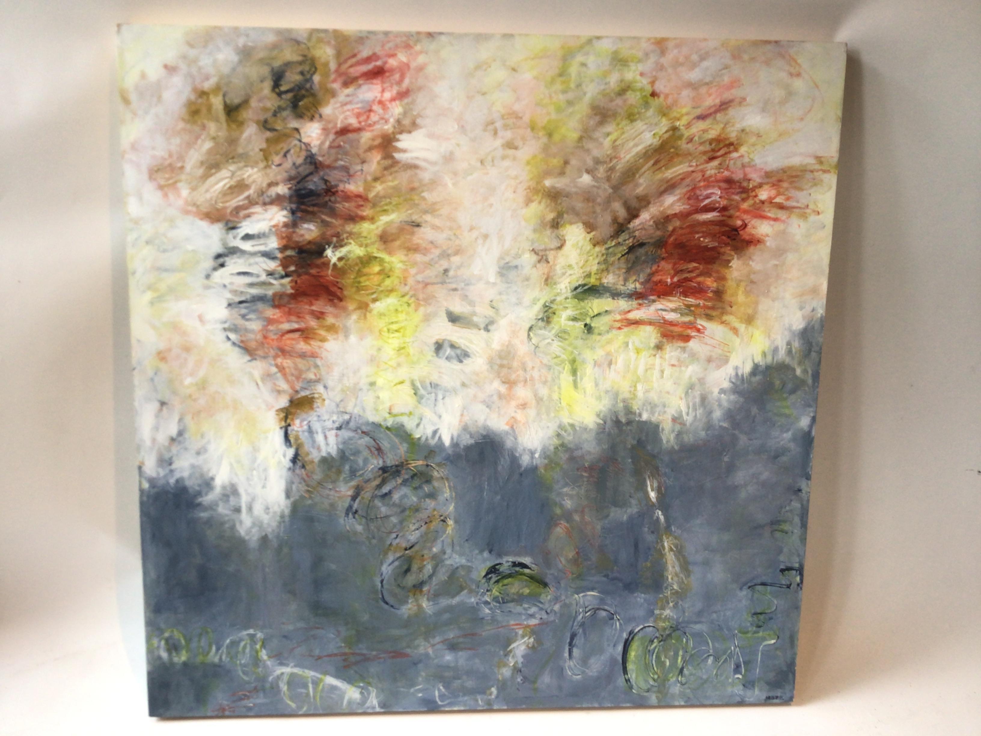 Contemporary Abstract Painting On Board By Brenda Hope Zappitell Entitled Peaceful Times 2009 For Sale