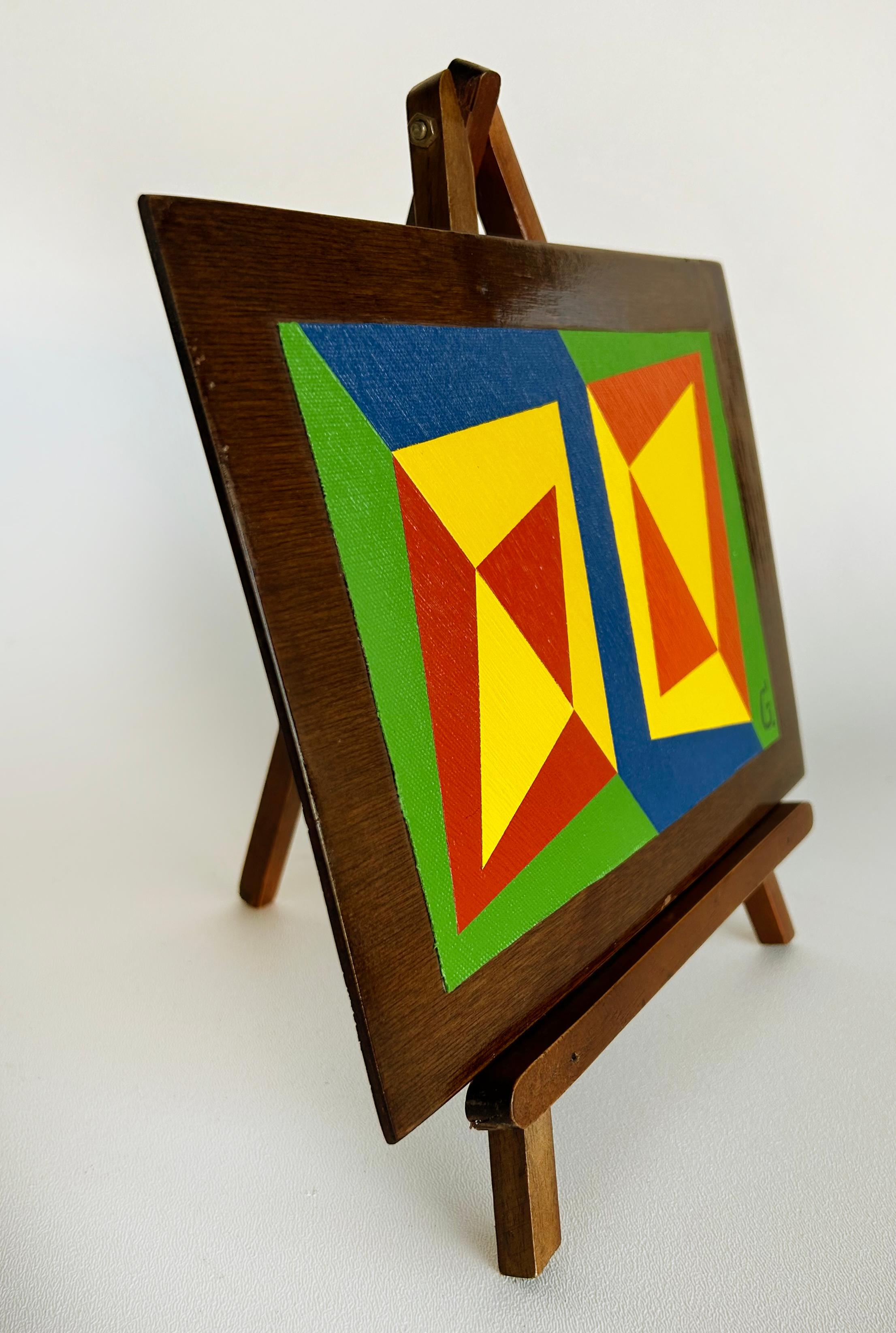 Pintura Abstracta sobre Lienzo Montada en Madera, Caballete, 