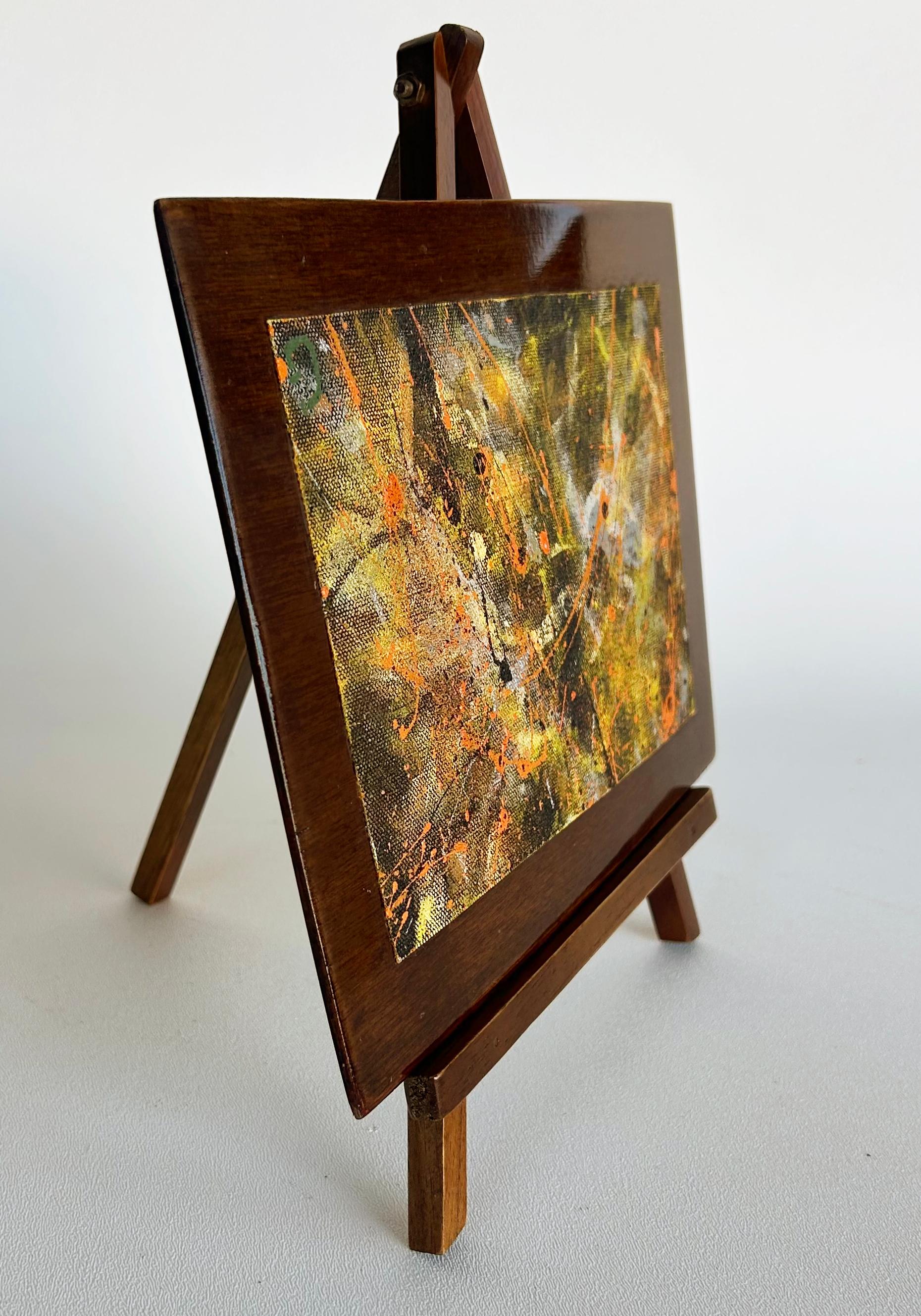 Colombian Abstract Painting on Canvas Mounted on Wood, Easel Titled 