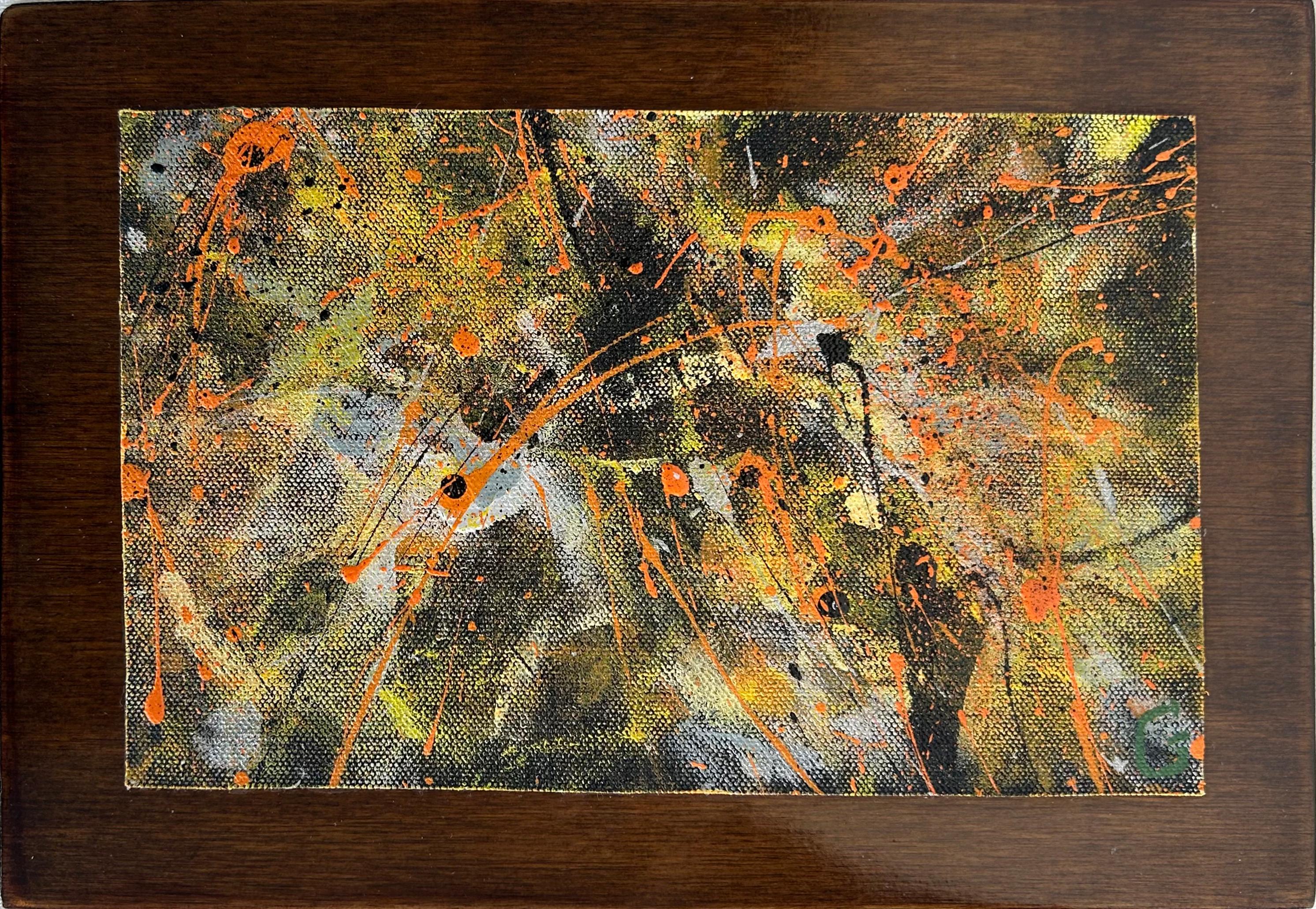 Abstract Painting on Canvas Mounted on Wood, Easel Titled 