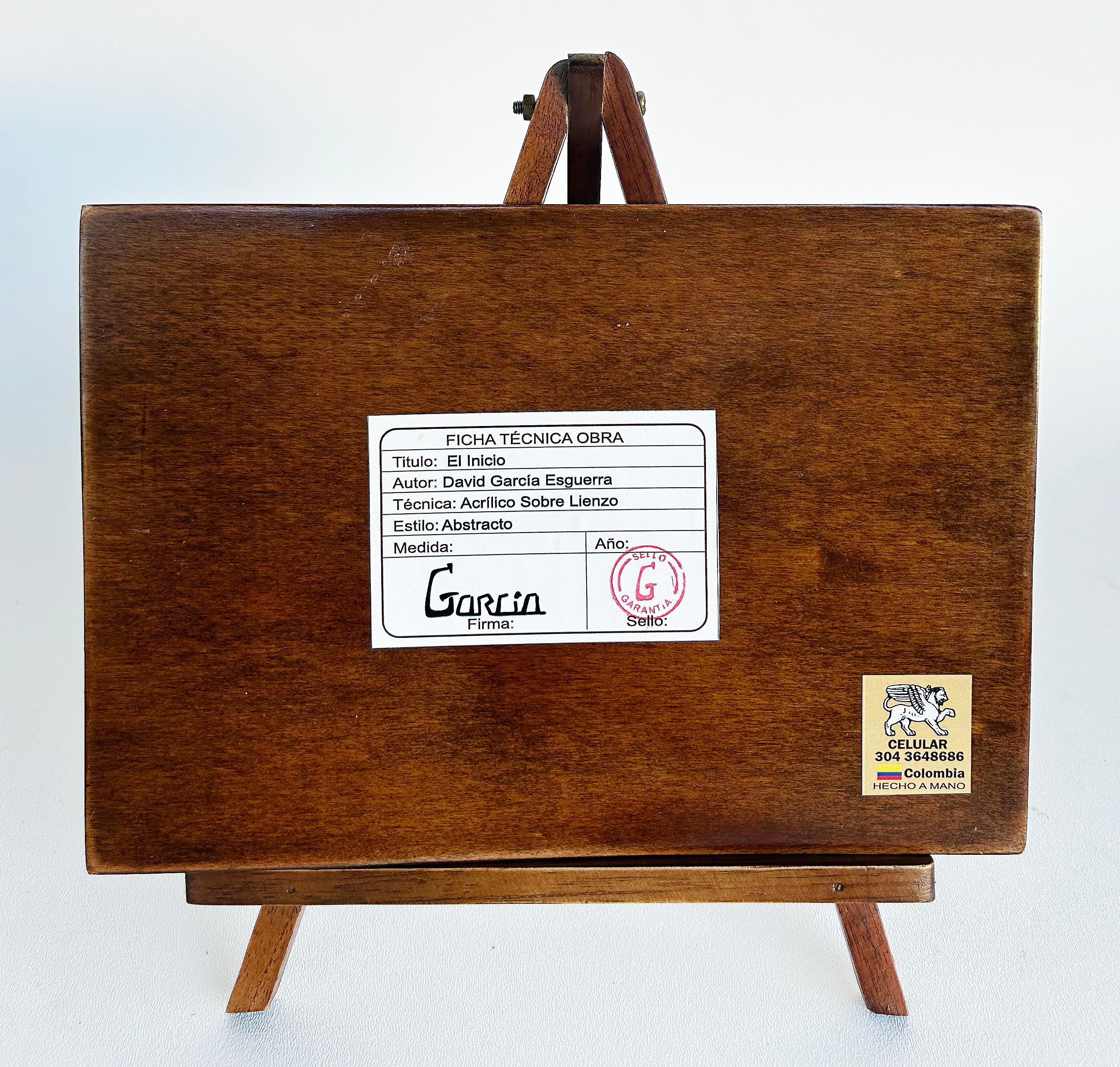 Abstract Painting on Canvas Mounted on Wood, Easel Titled 