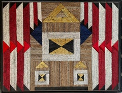 Abstract painting on corrugated cardboard mounted on a wooden panel, late 20th