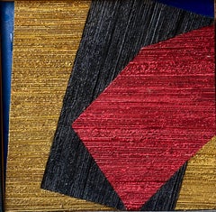 Abstract painting on corrugated cardboard mounted on a wooden panel, late 20th