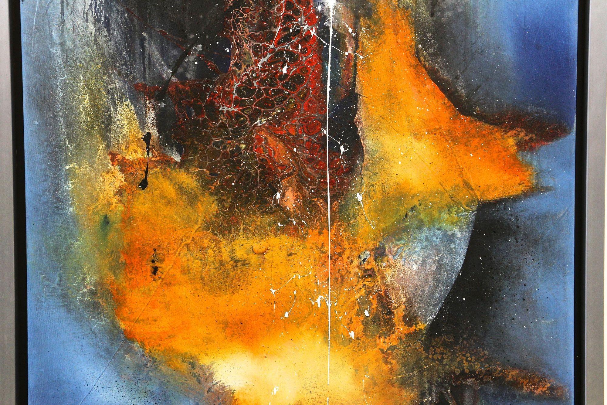 Abstraktes Gemälde „Seekrieg“, Acryl auf Leinwand von MS, Stahlrahmen, AT 2021 (21. Jahrhundert und zeitgenössisch) im Angebot