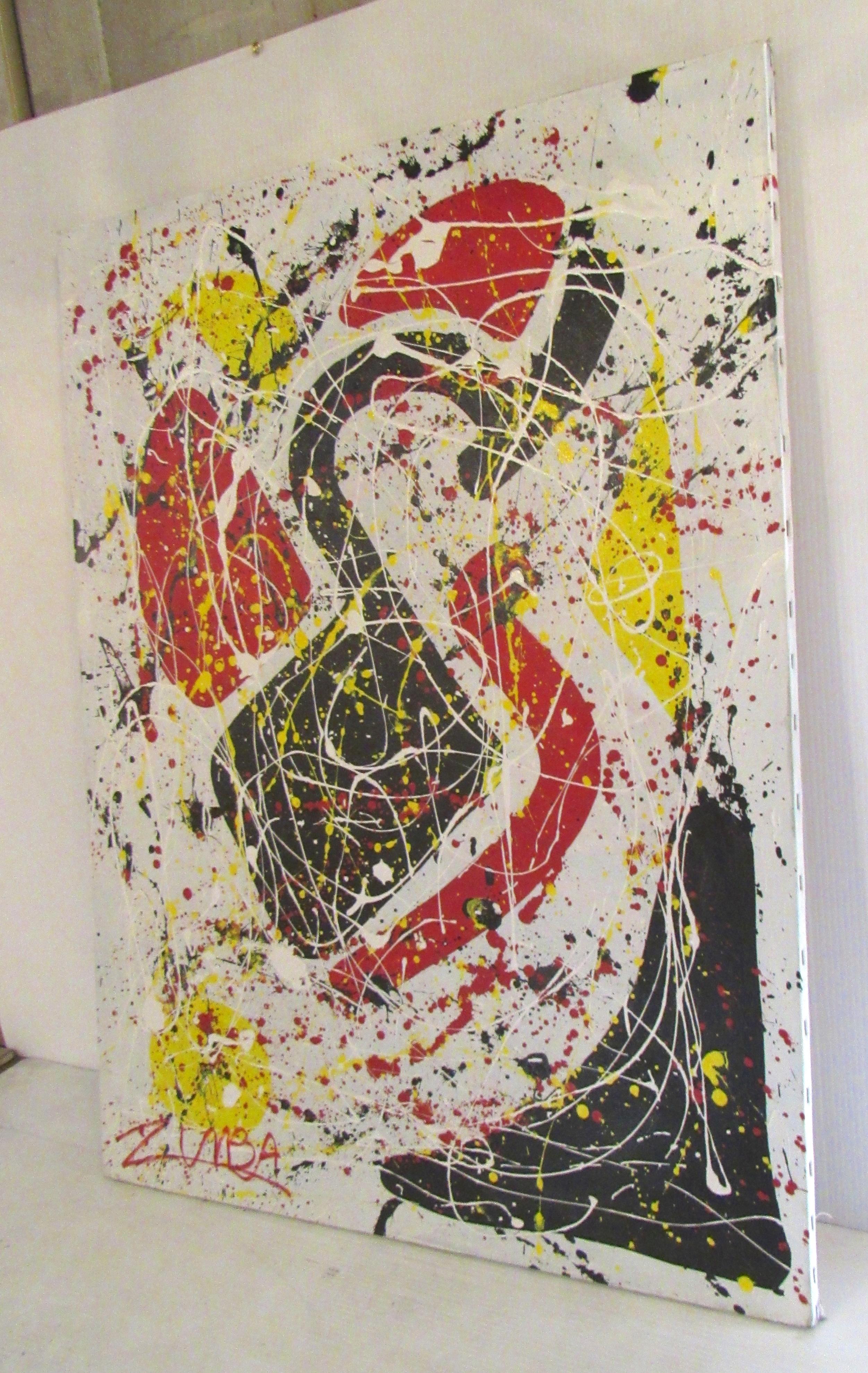 Abstract painting on white canvas signed and numbered.
(Please confirm item location - NY or NJ - with dealer).
  