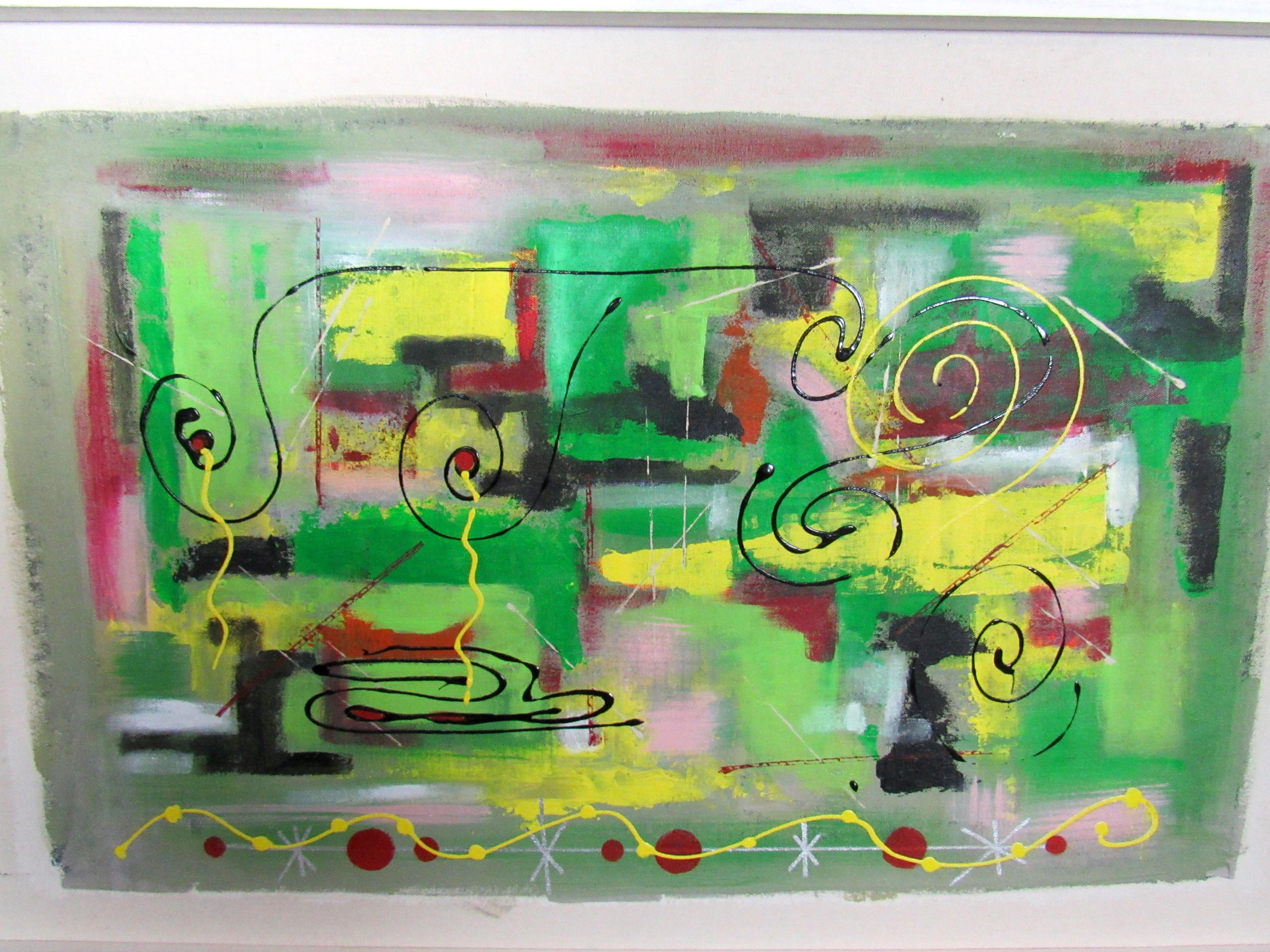 A colorful abstract painting signed 